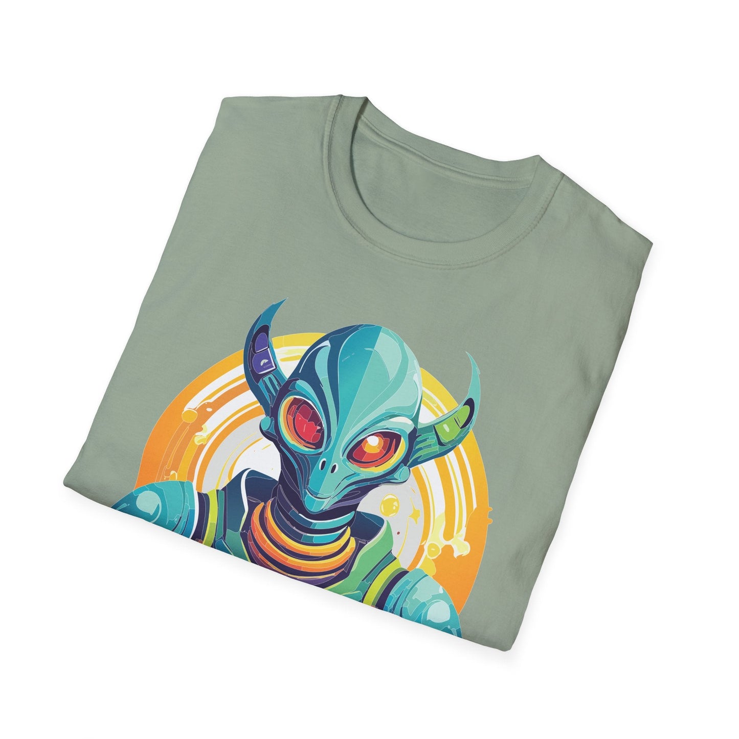 Alien Graphic Unisex Cotton Softstyle UFO Artwork Tee 9