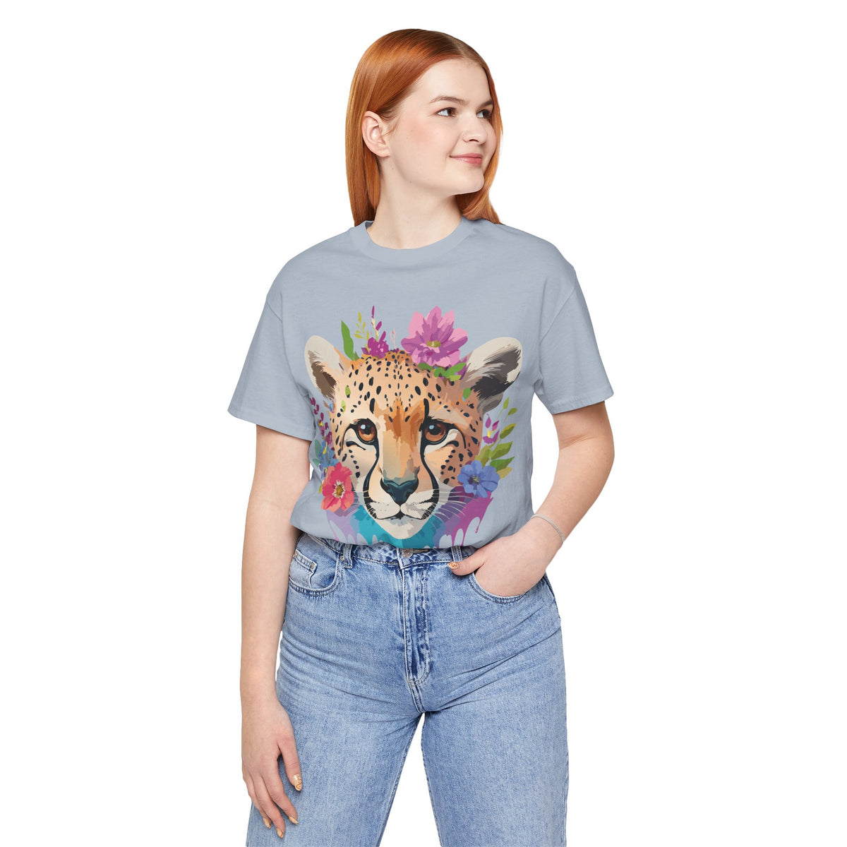 Cheetah Graphic Unisex Cotton Bella+Canvas Tee with Art Animal Design e11