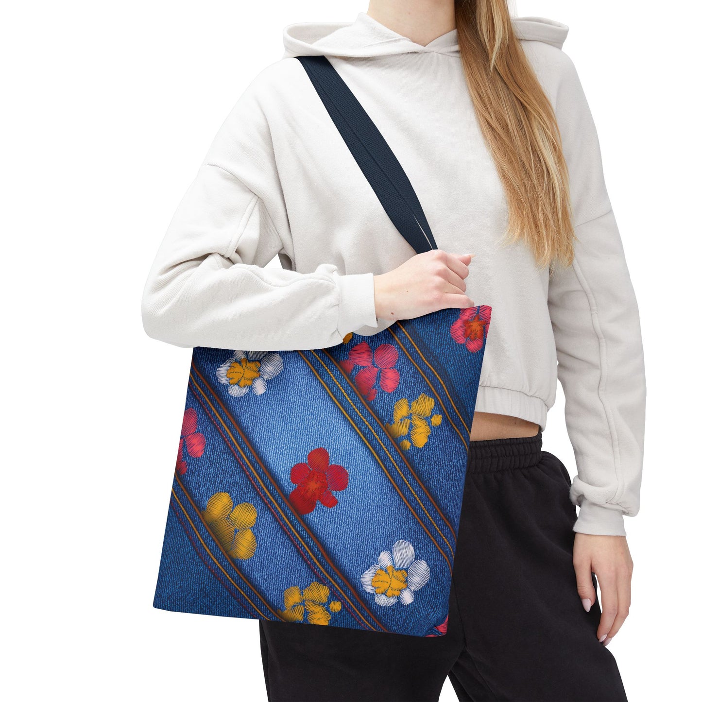 Denim Fabric Imitation Print Unisex Canvas Bag Poly Spun 3 Sizes Tote Bag 135