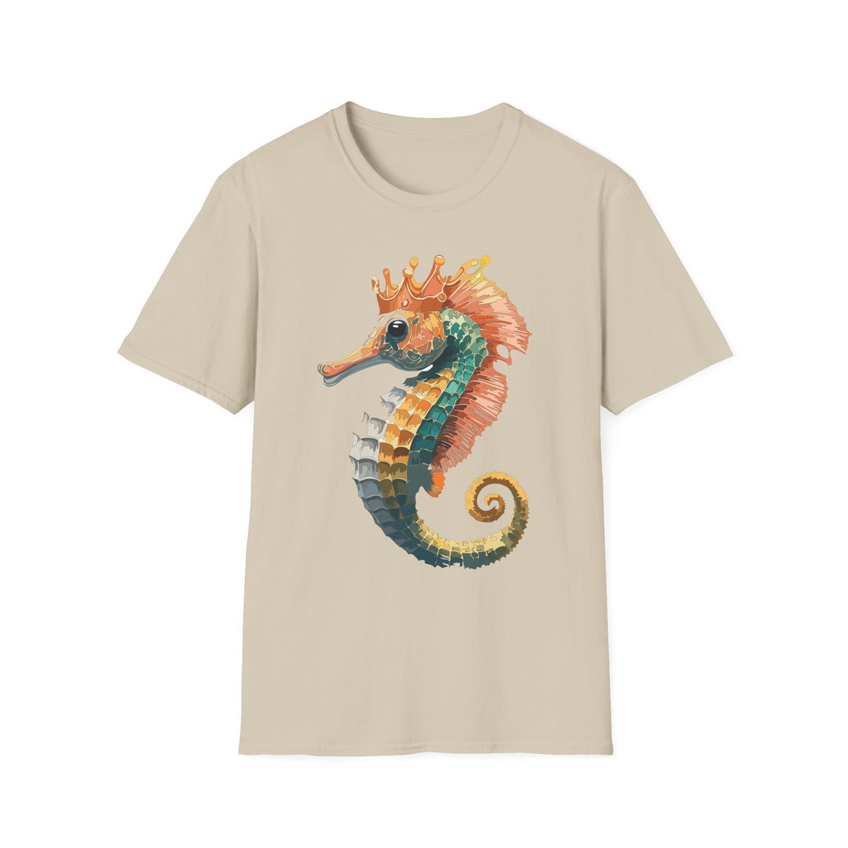 Watercolor Seahorse Crown T-Shirt | Colorful Ocean Art