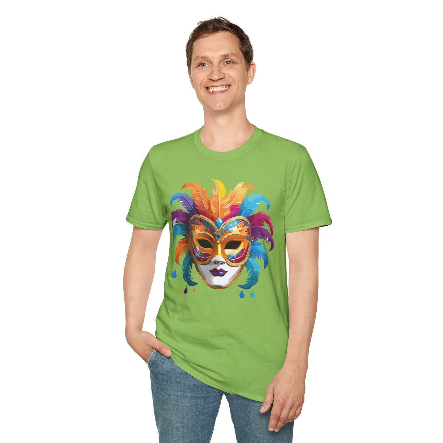 Mask Tee Shirt Unisex Masquerade Design Art Graphic Gildan Softstyle 64000 Cotton Tee