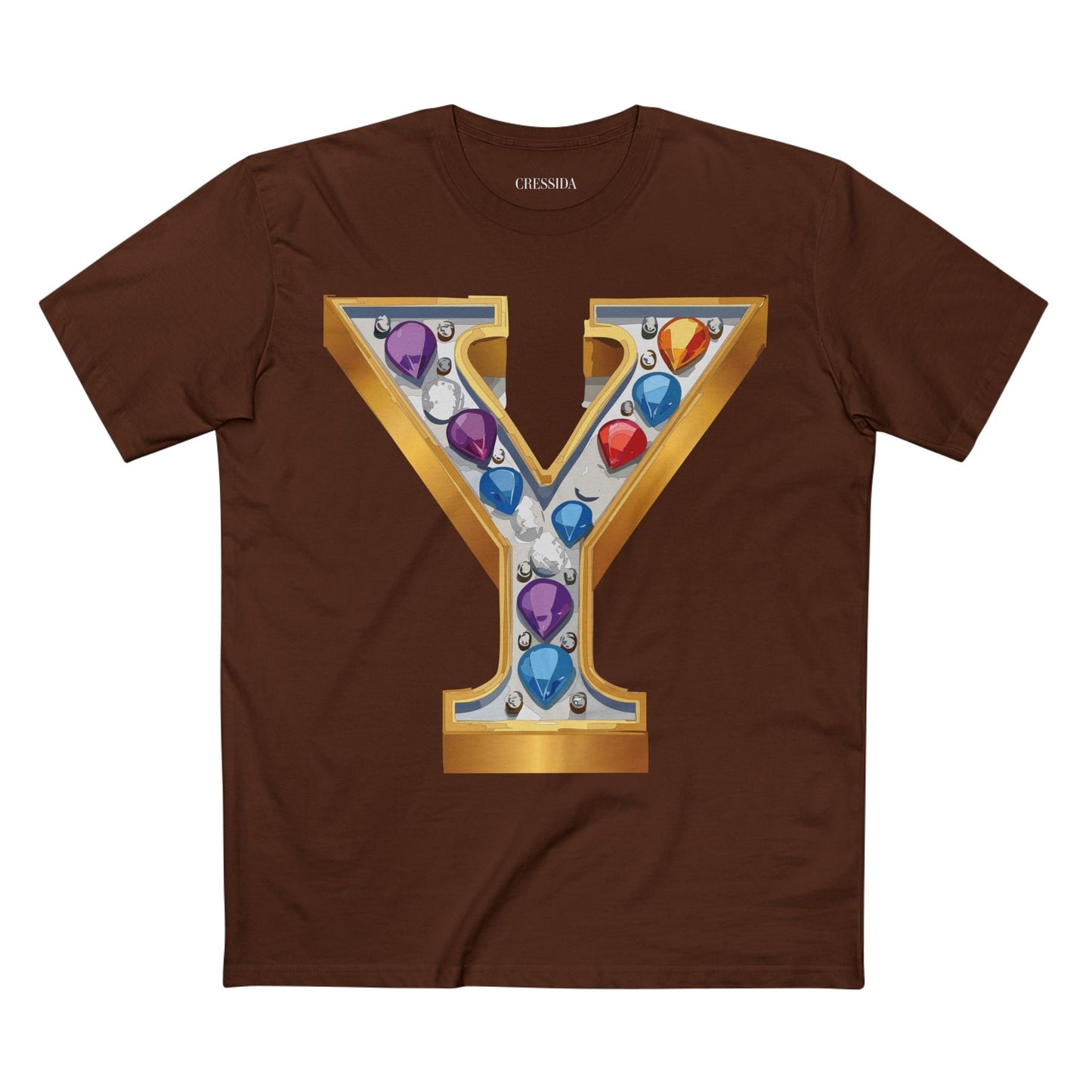 Letter Y Graphic Design Tee Unisex 100 Cotton With Antique Gold Letters Artwork T-Shirt