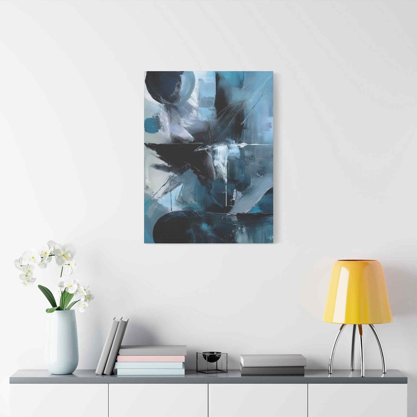 Blue Abstract Painting Print Canvas 20x24,20x30,24x30, 24x32,24x36,30x40, 32x48,36x48,40x60 Pine-Wood Inner Frame ABS-29