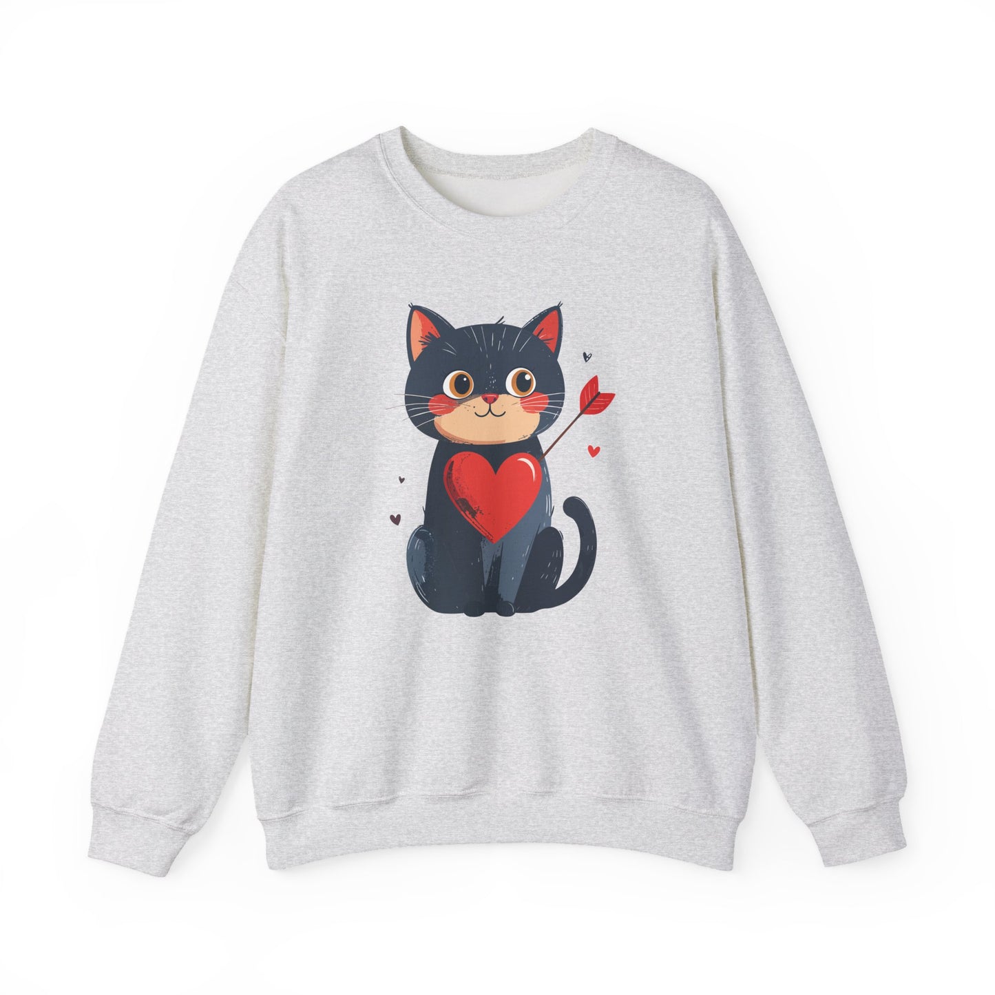 Cat Heart Sweatshirt, Heart Sweatshirt, Cat Sweatshirt, Valentine's Day Sweatshirt, 50/50 Cotton-Poly Animal Sweatshirt 108