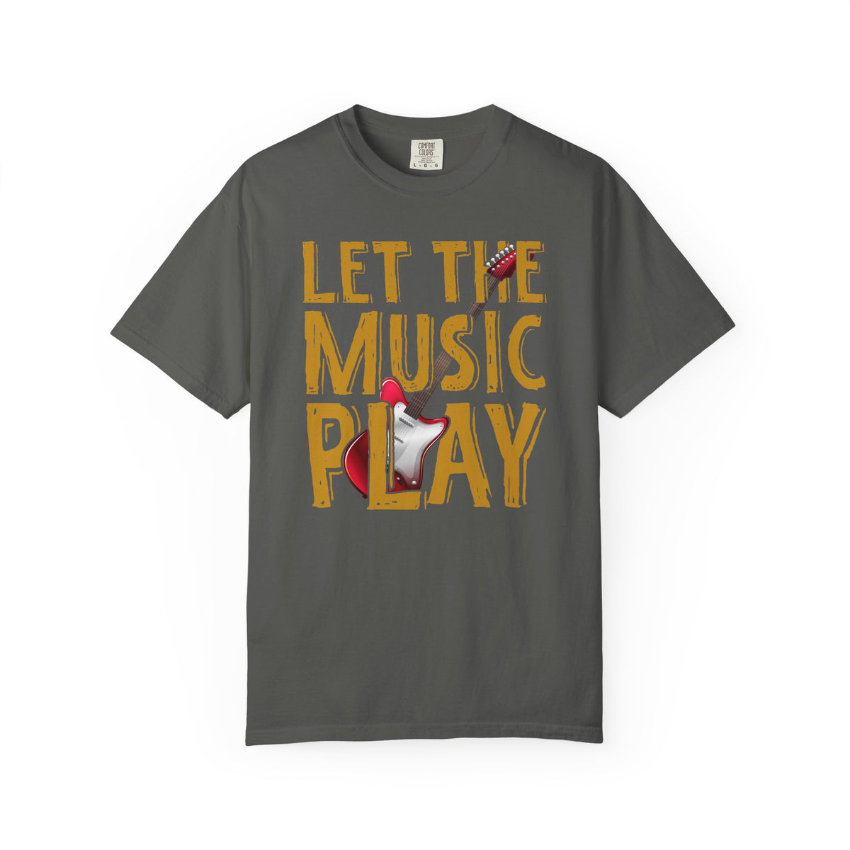 Let The Music Play Guitar T-shirt Music Typography Unisex Cotton Tee Comfort Colors 002