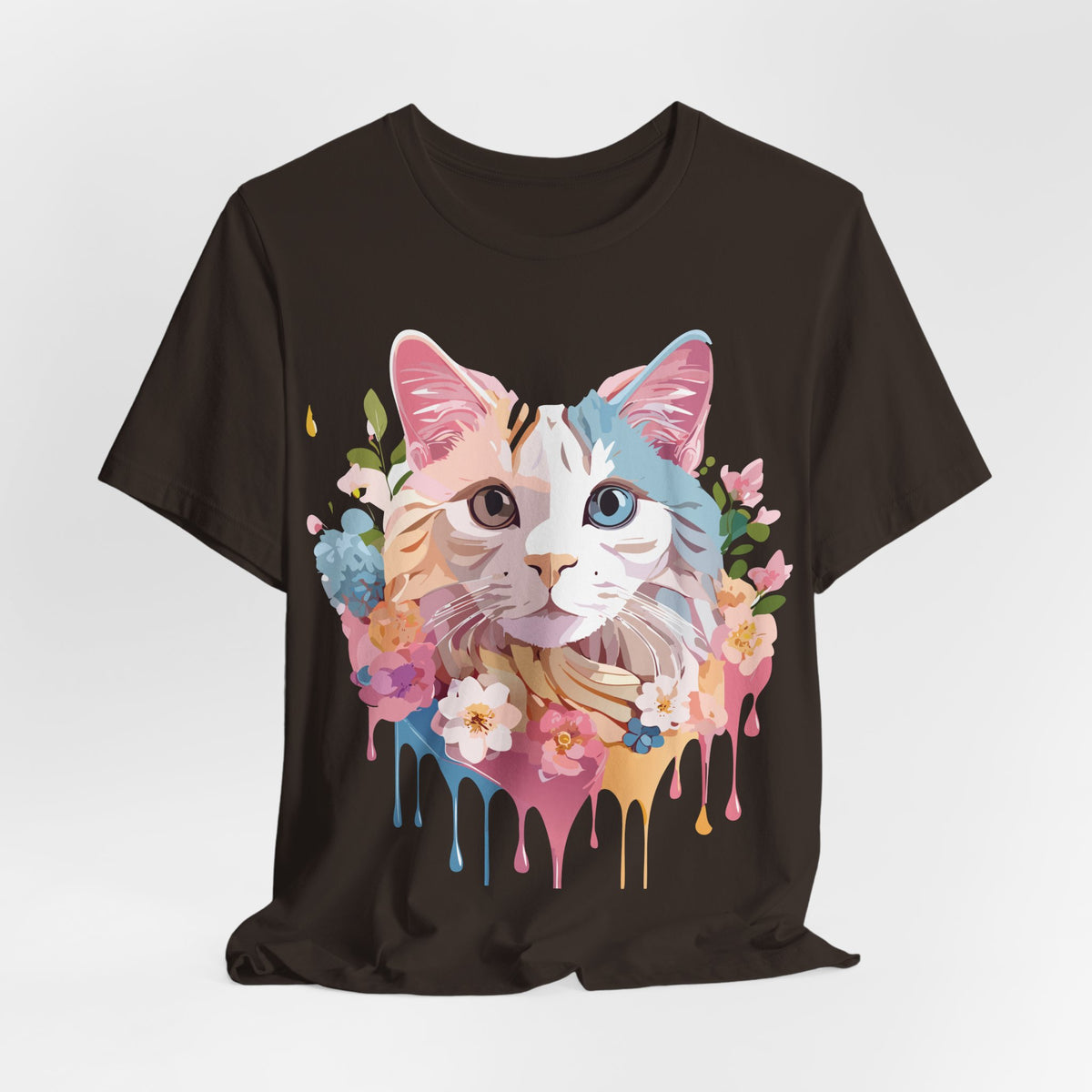 Cat Graphic Unisex Cotton Bella+Canvas Tee with Art Animal Design e111
