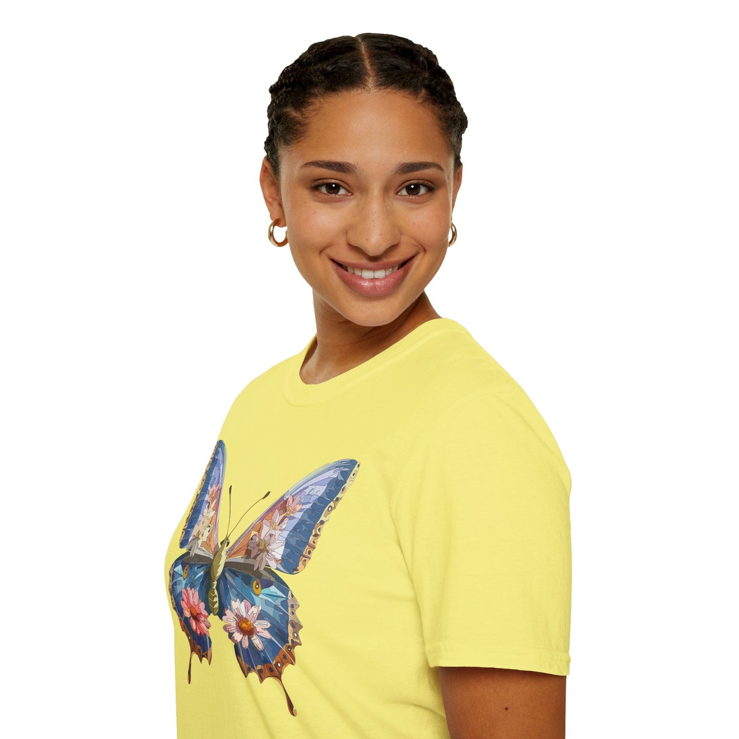 Butterfly T Shirt Unisex Softstyle 64000 Gildan Monarch Design 100 Percent Ring Spun Cotton Tee