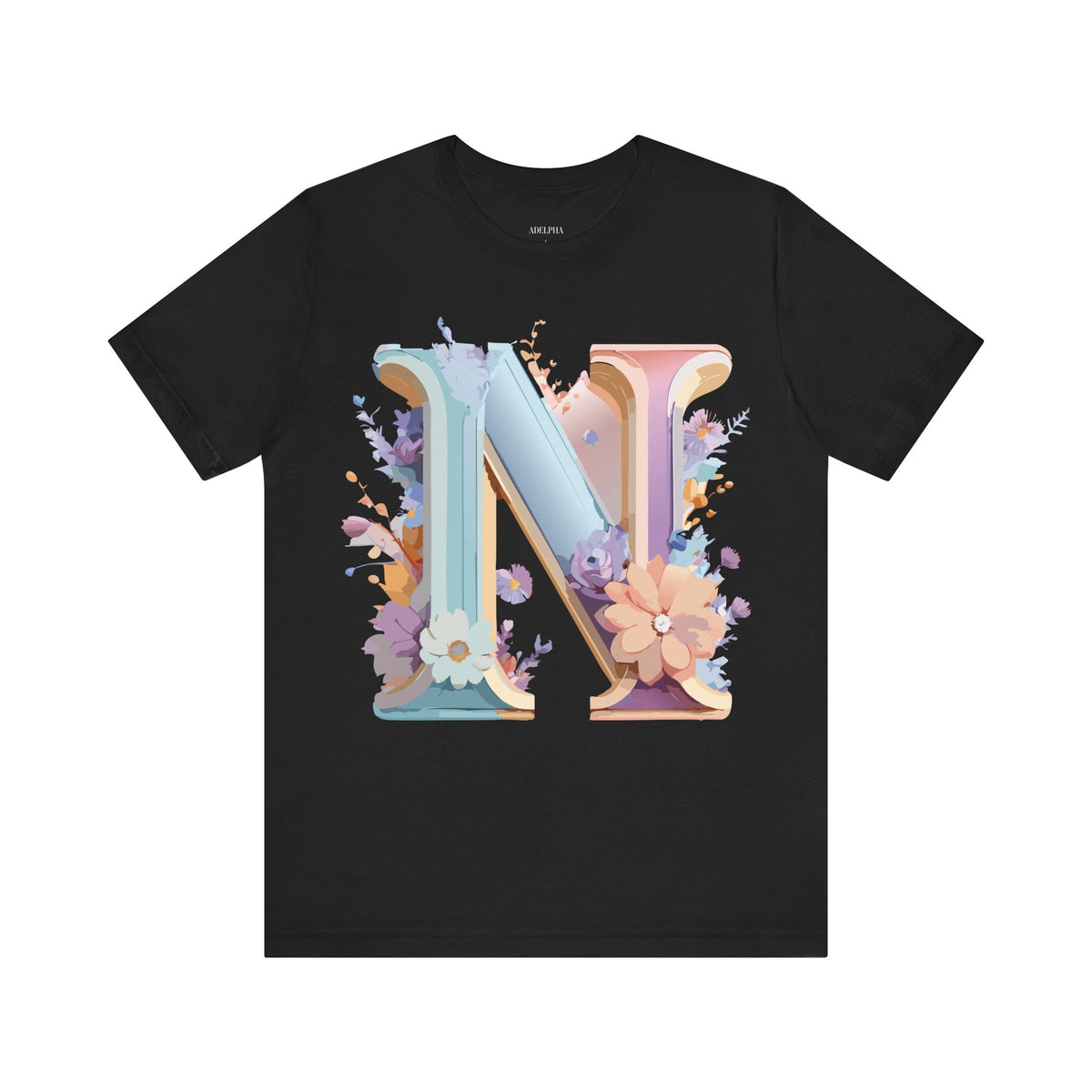 Letter N Graphic Unisex Cotton Bella+Canvas Tee with Art Letter Design