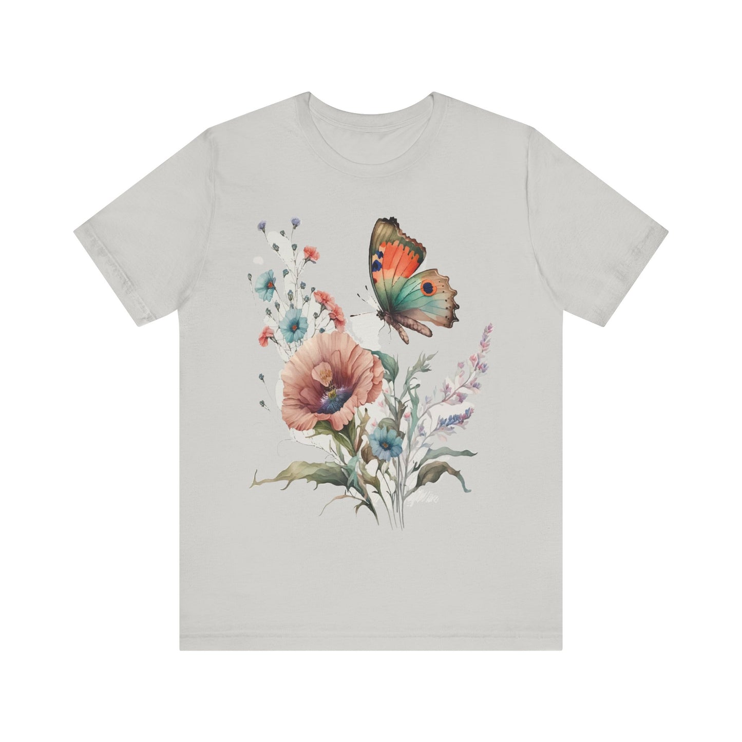 Cotton Tee Shirt with Butterfly Prints