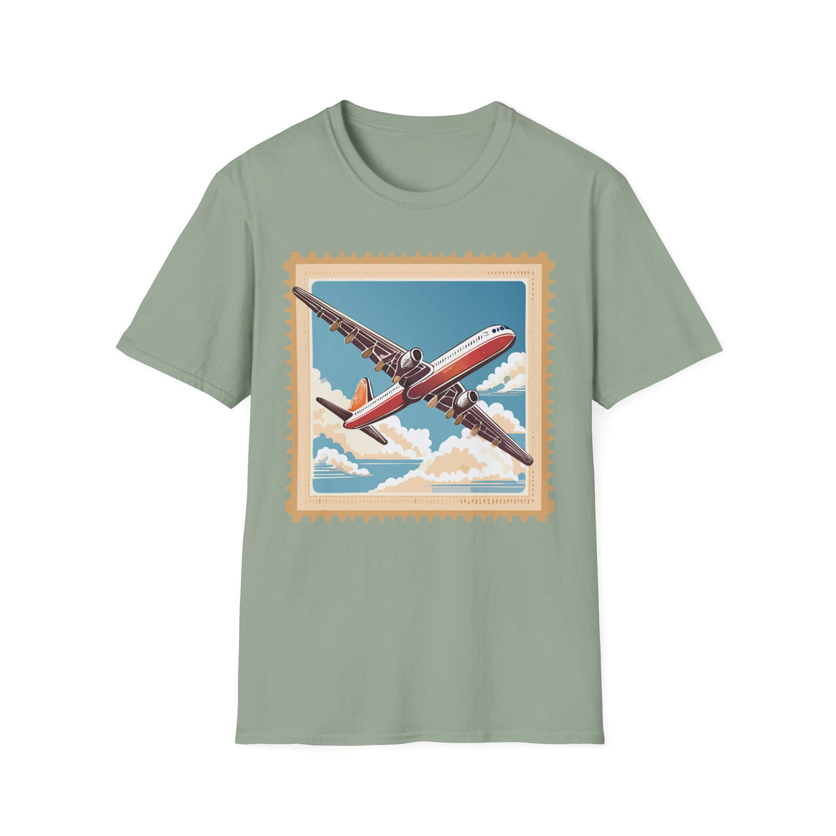 Vintage Airplane Stamp T-Shirt | Retro Travel Poster Tee