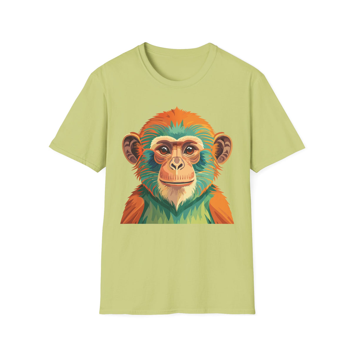 Colorful Monkey Face T-Shirt | Vibrant Primate Illustration Tee