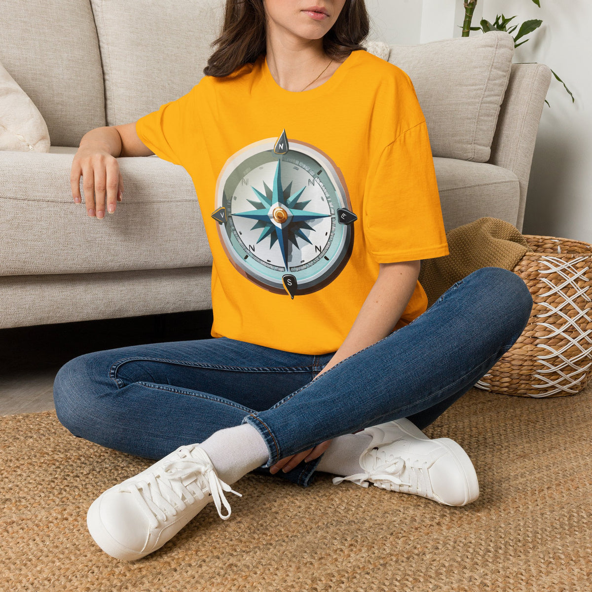 Vintage Compass Tee | Nautical Compass T-Shirt, Adventure Travel Graphic Design Unisex 100 Cotton Gildan T-Shirt