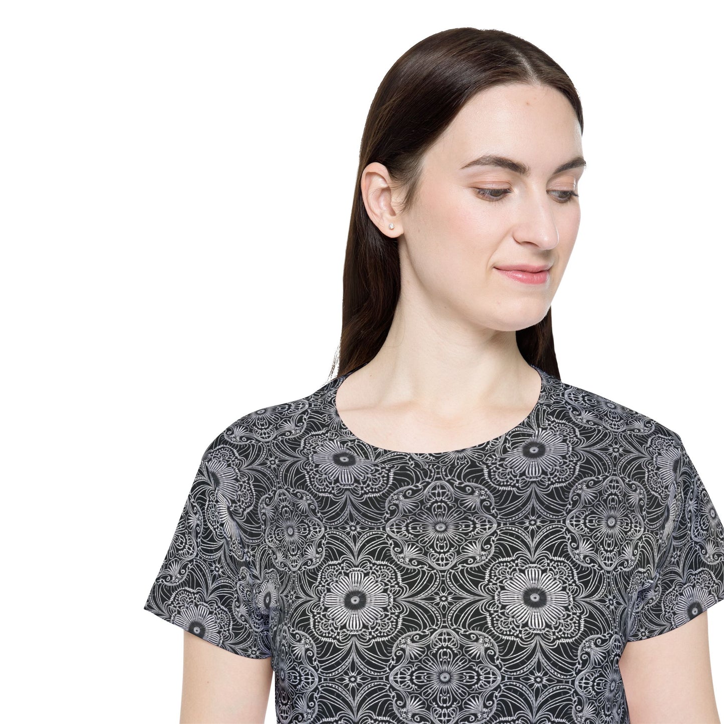 Lace Print Poly Shirt, Poly Shirt with Lace Print, Lace Shirt 58