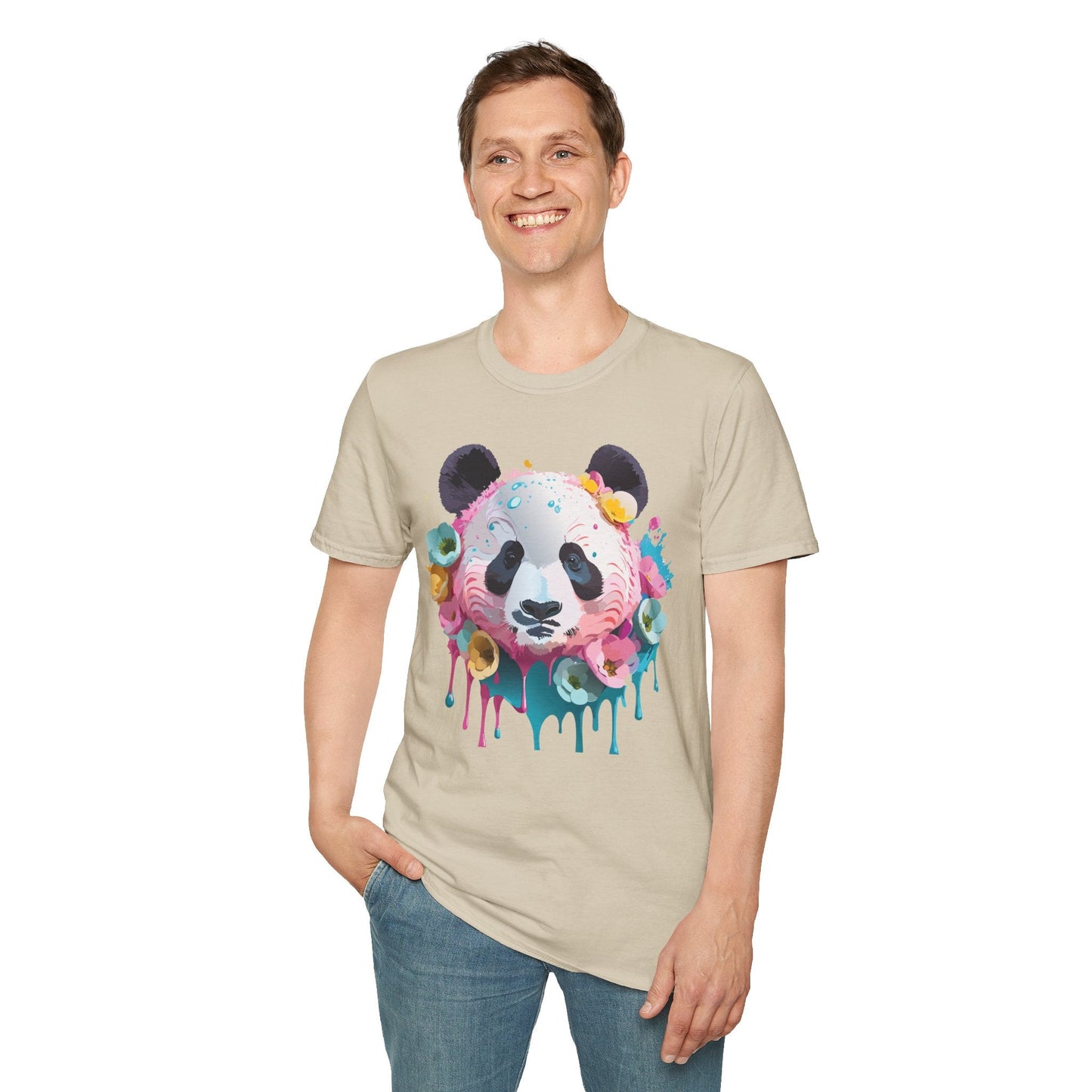Panda Shirt Unisex T Shirt Graphic Tee Animal Print Gildan Softstyle 64000 100 Percent Cotton
