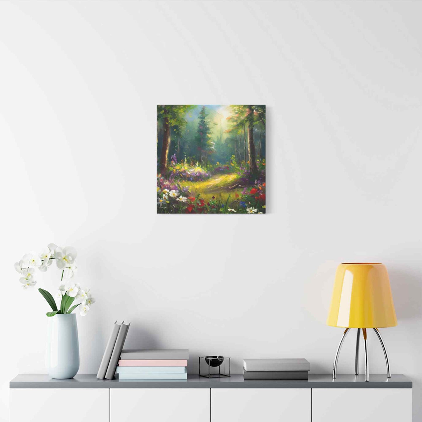 Summer Forest Print Canvas, Oil Paint Print 20x20, 24x24, 30x30, 32x32, 36x36 Art Design Print Pine-Wood Inner Frame MC-92