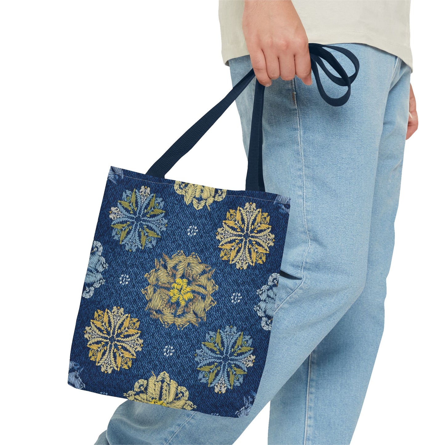 Denim Fabric Imitation Print Unisex Canvas Bag Poly Spun 3 Sizes Tote Bag 125