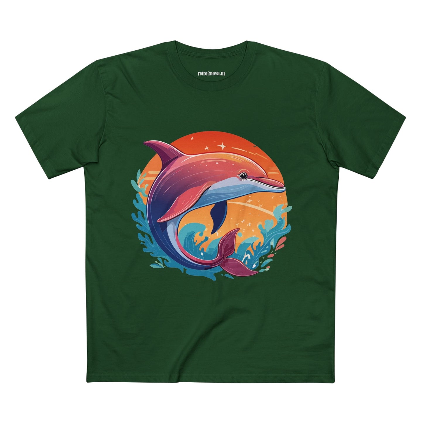 Dolphin Art Shirt for Men and Women Unisex Premium Cotton Tee Featuring Marine Life Illustration by Retro2Nova Collection