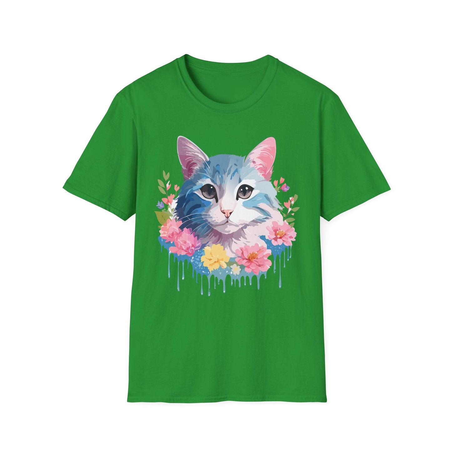 Cat Shirt Unisex Cat Tee Kitten Print Gildan Softstyle 64000