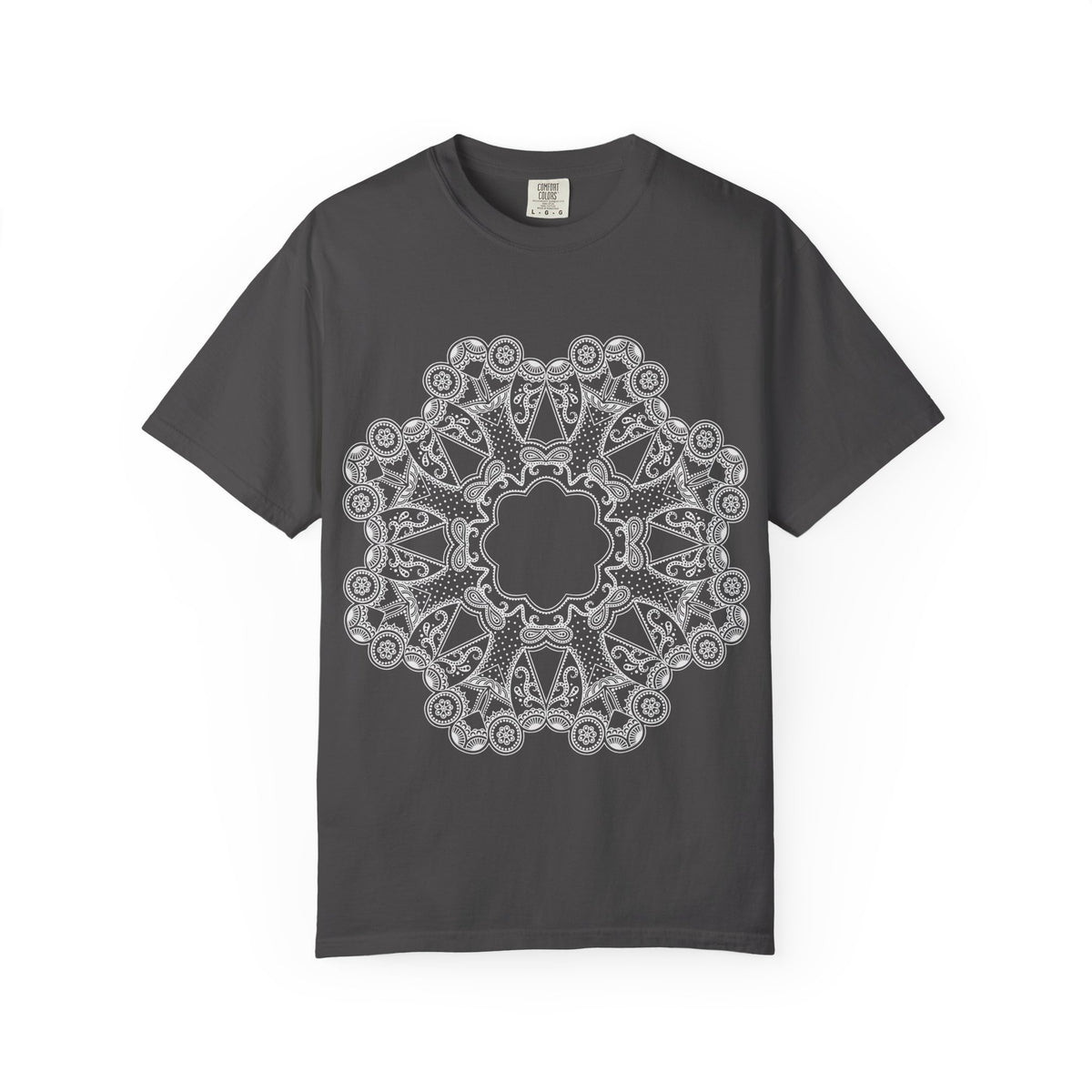 Unisex Garment Dyed Cotton T-Shirt with Mandala Graphic Design