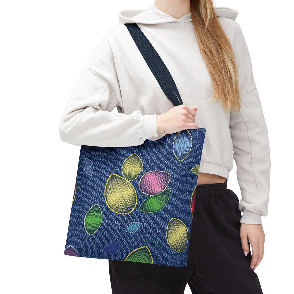 Denim Fabric Imitation Print Unisex Canvas Bag Poly Spun 3 Sizes Tote Bag 152