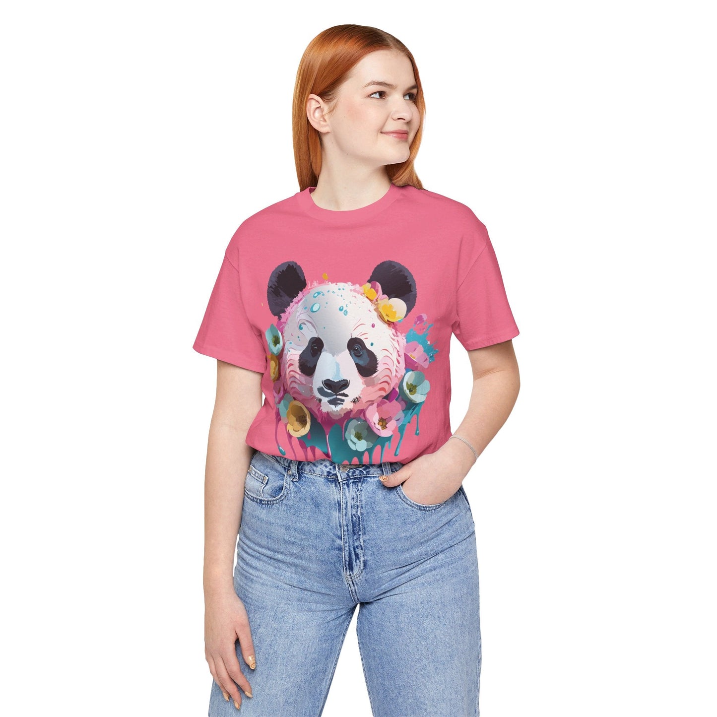 Panda Graphic Unisex 100 Cotton Vintage Art with Animal T-Shirt 6