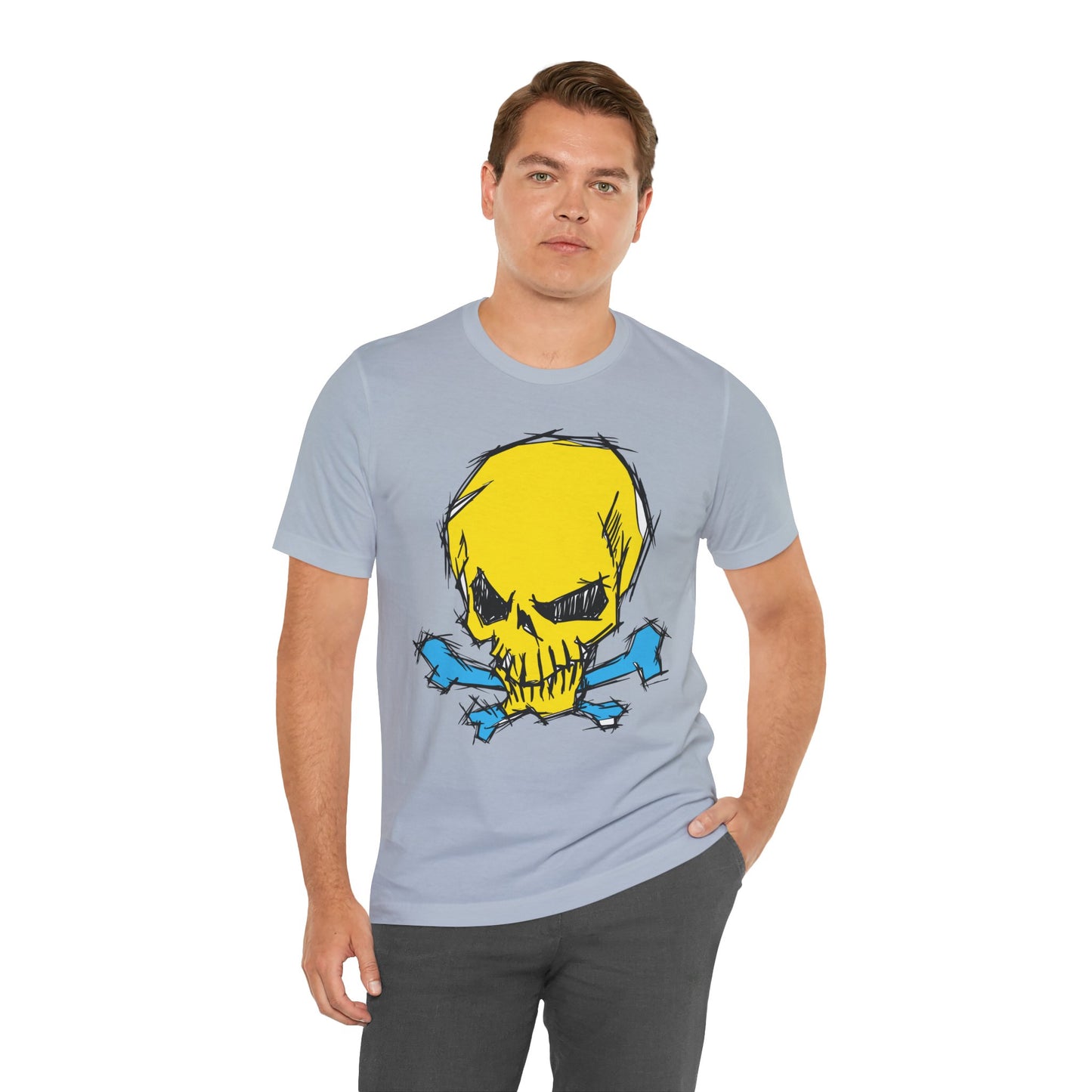 2-Yellow Skull Graphic Design Tee, Skull Shirt, Vintage Tees, Art Design T-Shirt, Vintage Graphic Tee, Art Shirts with Skulls