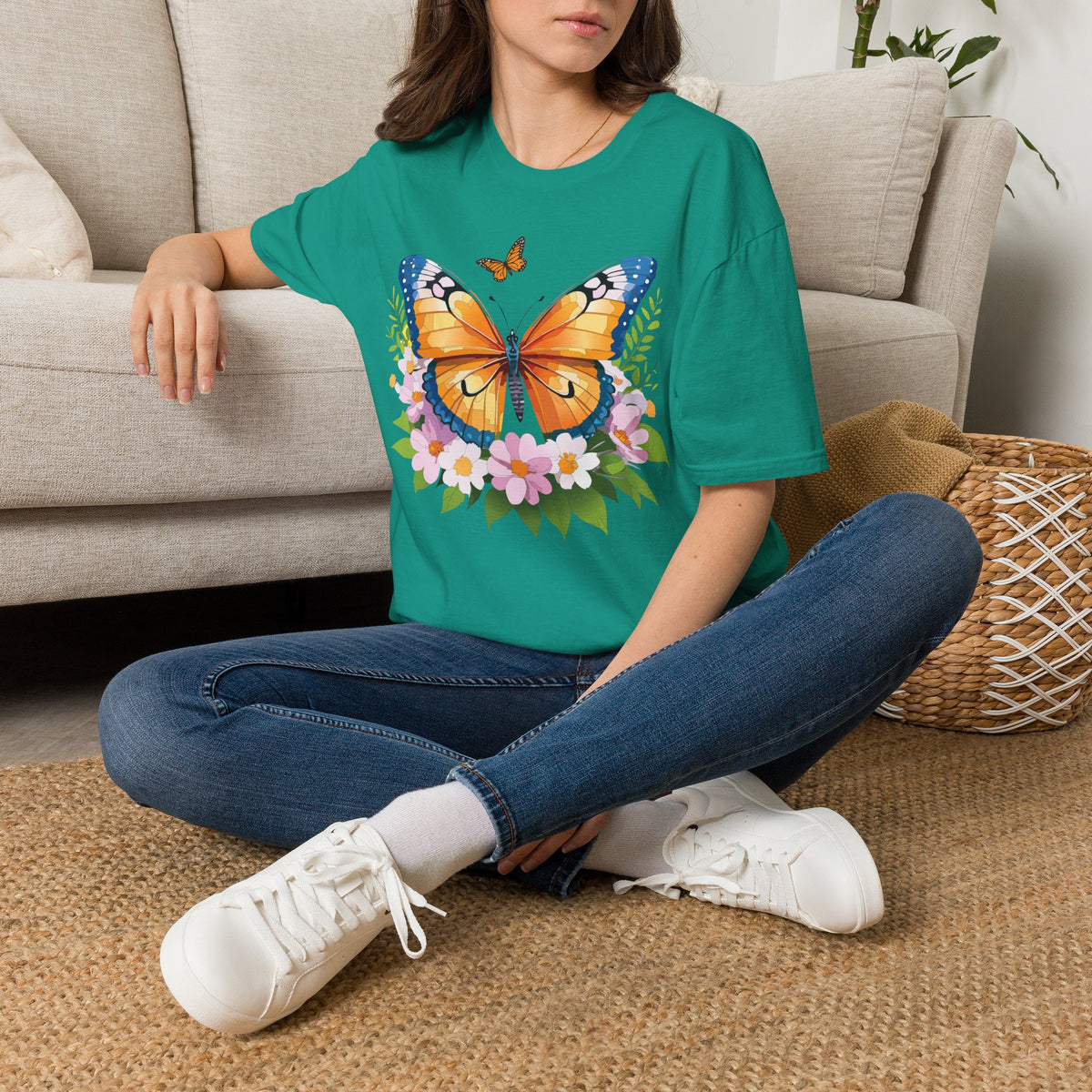 Monarch Butterfly Floral Butterfly Graphic Design Unisex 100 Cotton Gildan T-Shirt