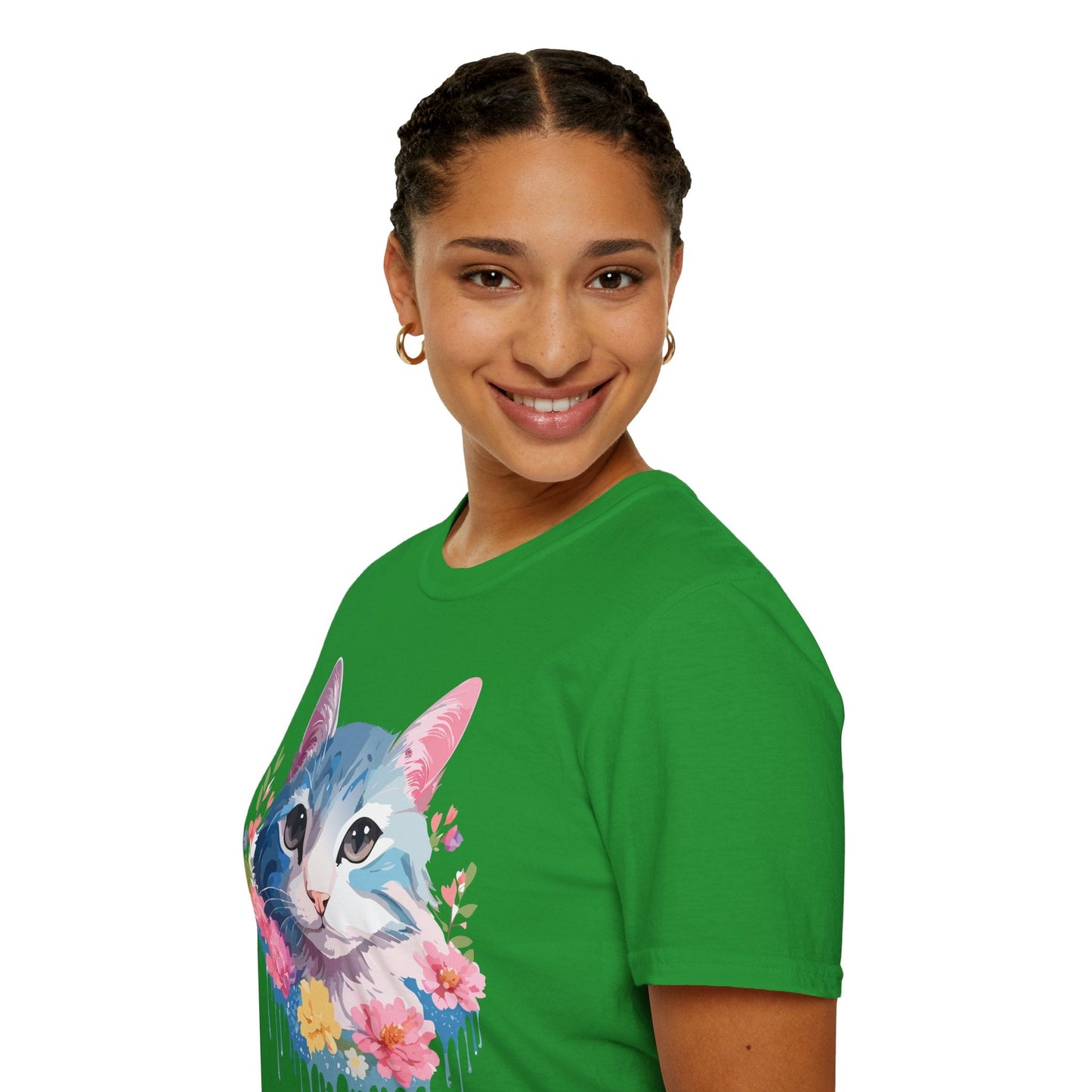 Cat Shirt Unisex Cat Tee Kitten Print Gildan Softstyle 64000