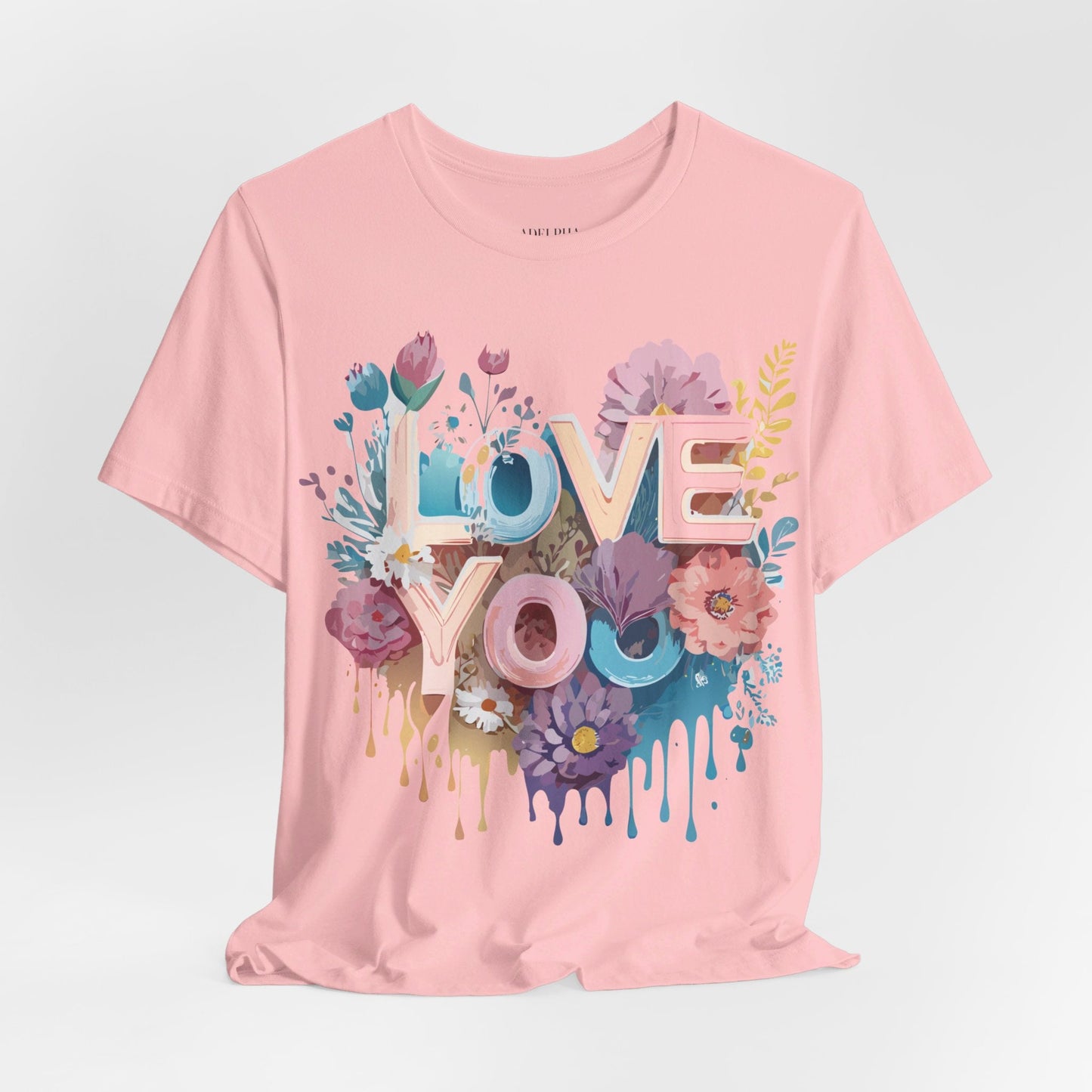 Valentine Day Graphic Unisex 100 Cotton Vintage Artwork with Love and Flower Design Tee 37
