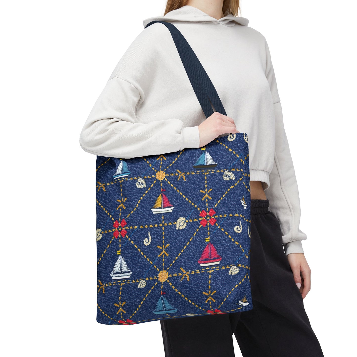 Denim Fabric Imitation Print Unisex Canvas Bag Poly Spun 3 Sizes Tote Bag 182-14
