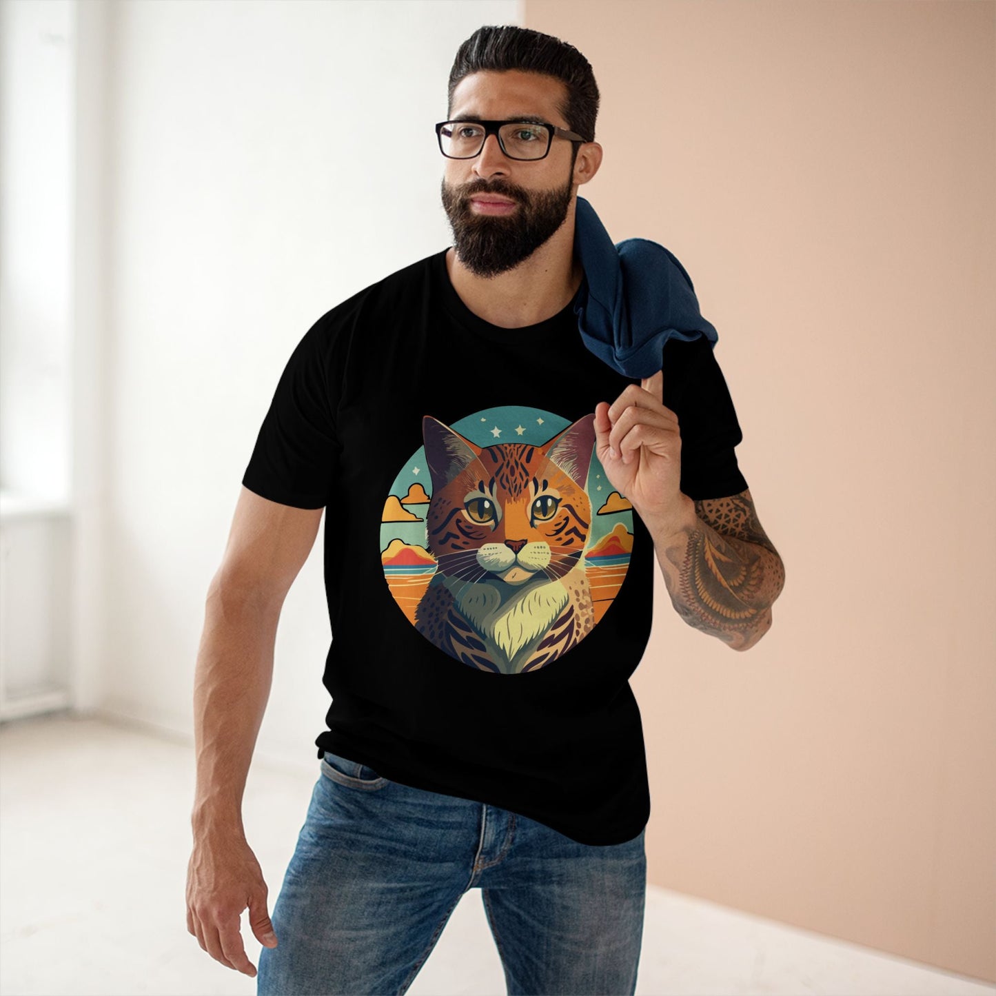 Unisex Premium Cotton Tee With Original Cat Art Design Animal Shirt For Cat Lovers Comfortable Breathable Everyday Wear