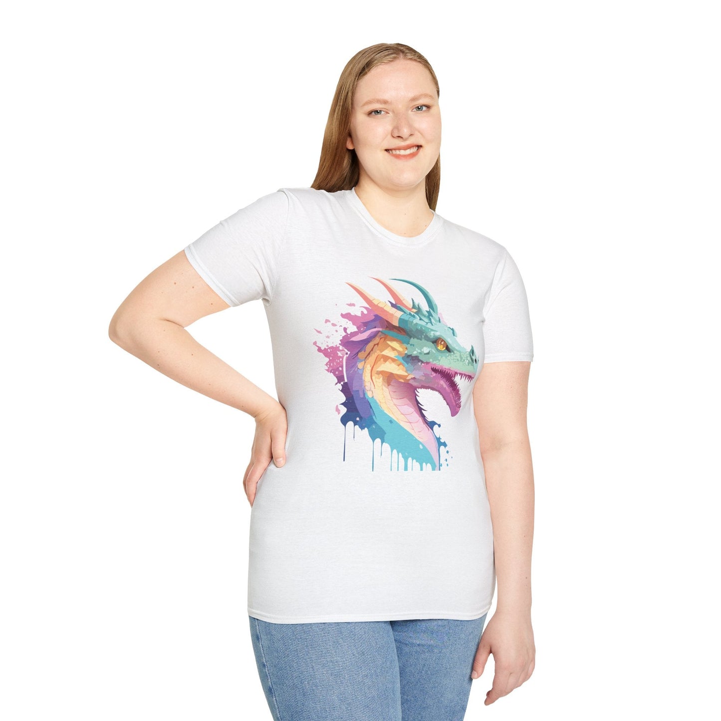 Dragon Graphic Tee Unisex Short Sleeve Dragon Shirt With Animal Design Gildan SoftStyle 64000