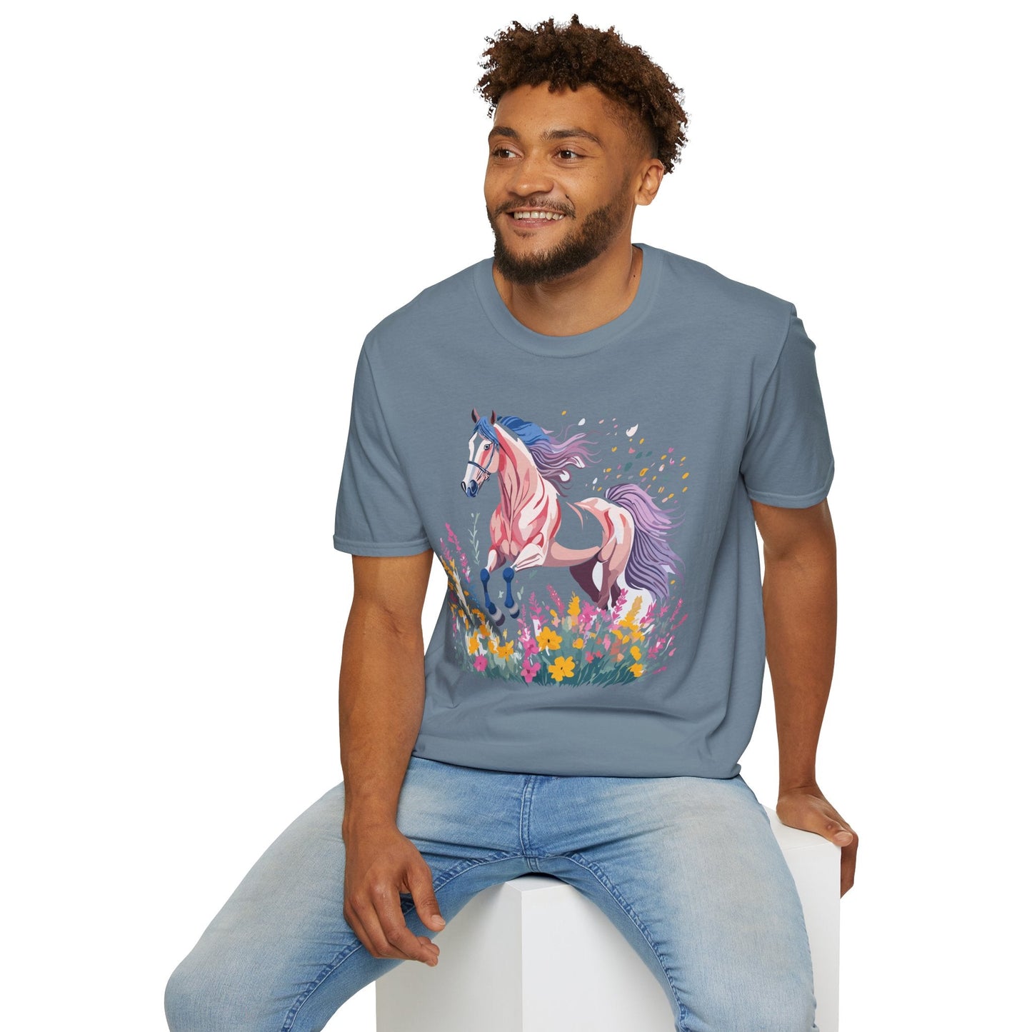 Horse Shirt Unisex Tee Animal Print Gildan Softstyle 64000 Ring Spun Cotton