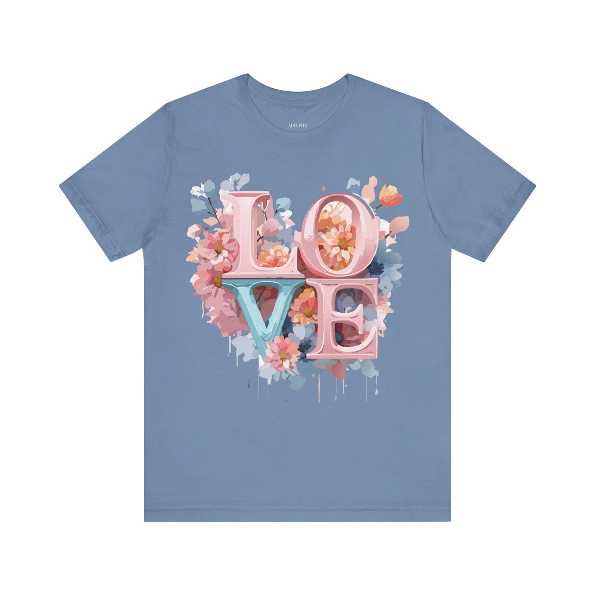 Valentine's Day Graphic Unisex Cotton Bella+Canvas Tee with Floral Art Design d117