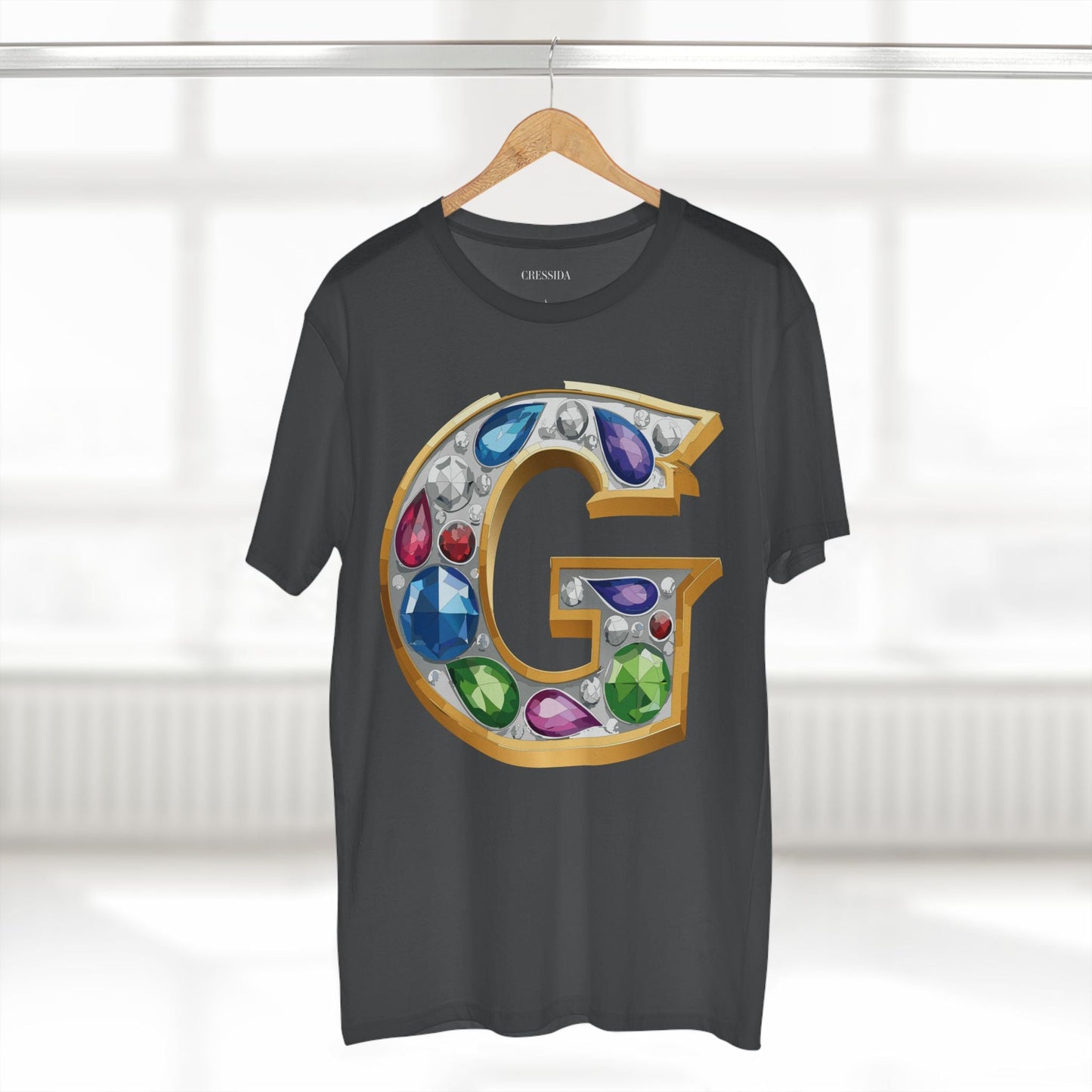 Letter G Graphic Design Tee Unisex 100 Cotton With Antique Gold Letters Artwork T-Shirt