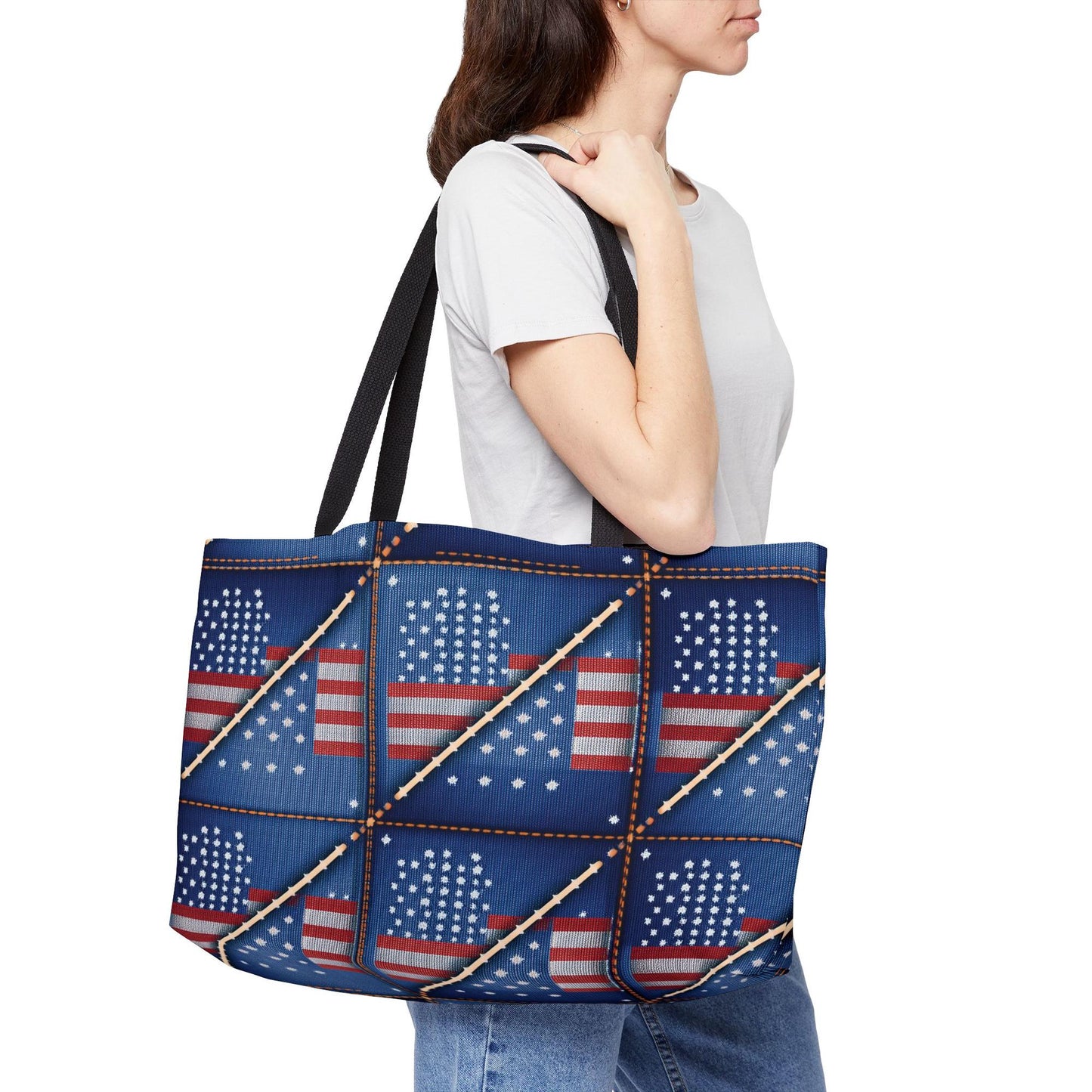4th of July Denim Color Imitation Print Unisex  Yoga Bag  Spun Poly 24x13 Canvas Bag 72