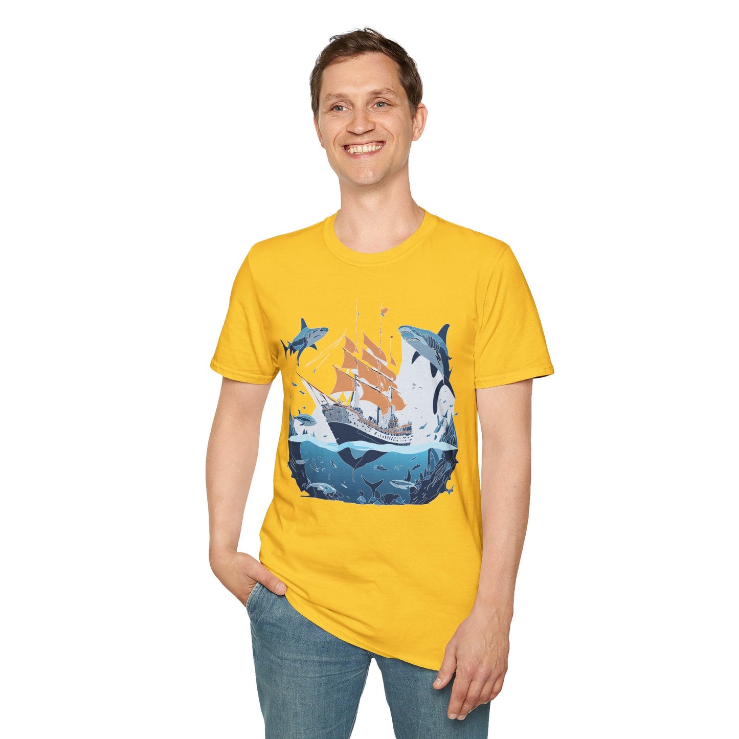 Ocean Graphic Unisex Softstyle Cotton Tee 18