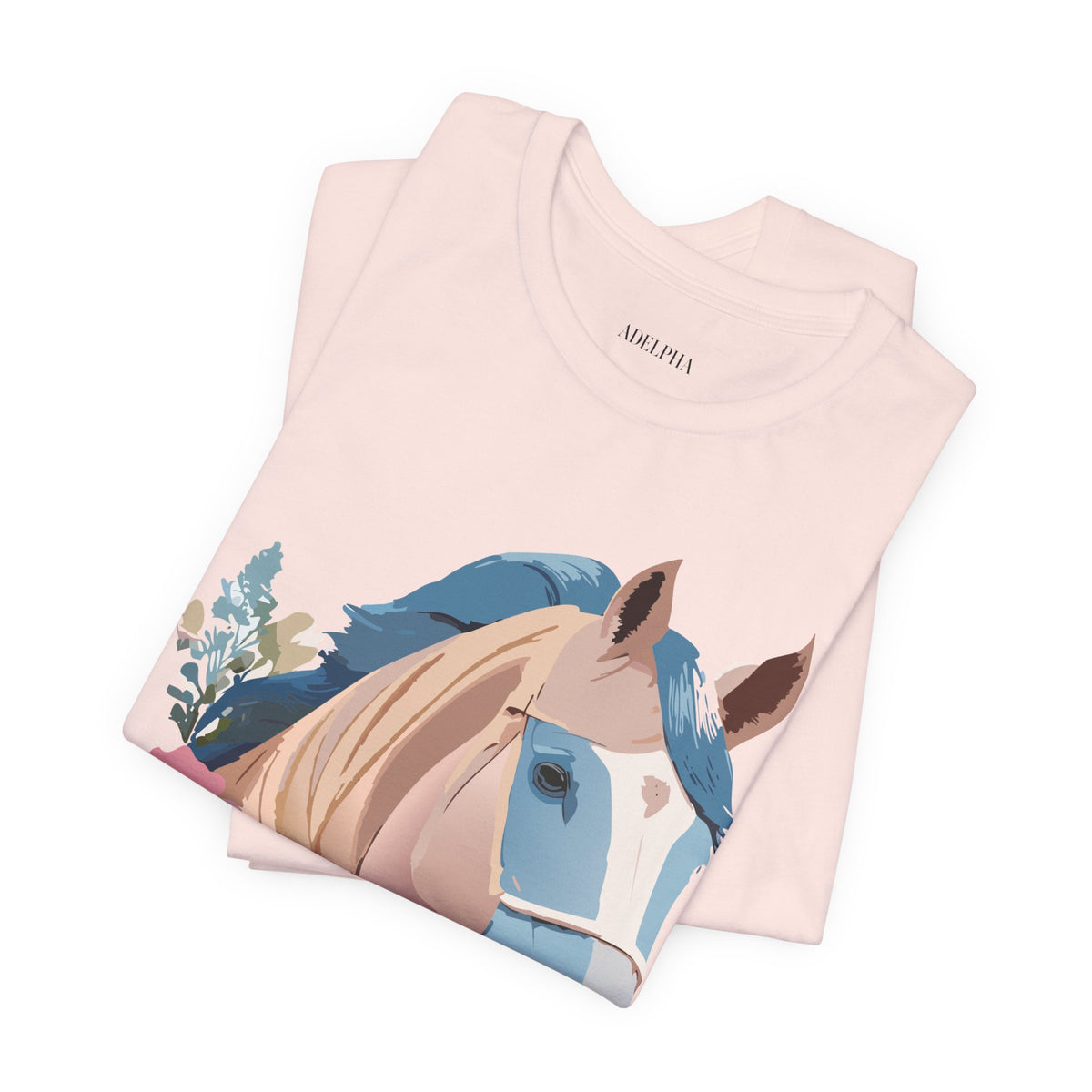 Horse Graphic Unisex Cotton Bella+Canvas Tee with Art Animal Design e308