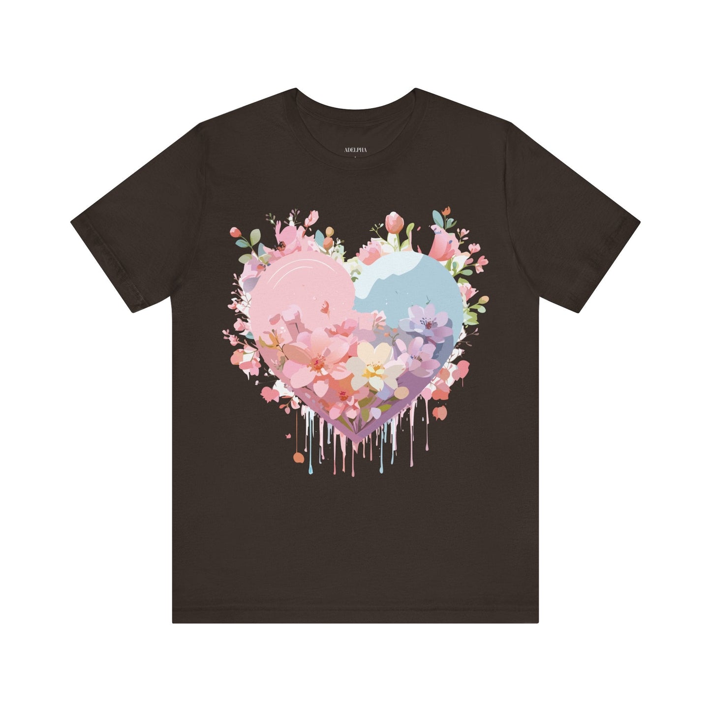 Valentine Day Graphic Unisex 100 Cotton Vintage Artwork with Love and Flower Design Tee 30