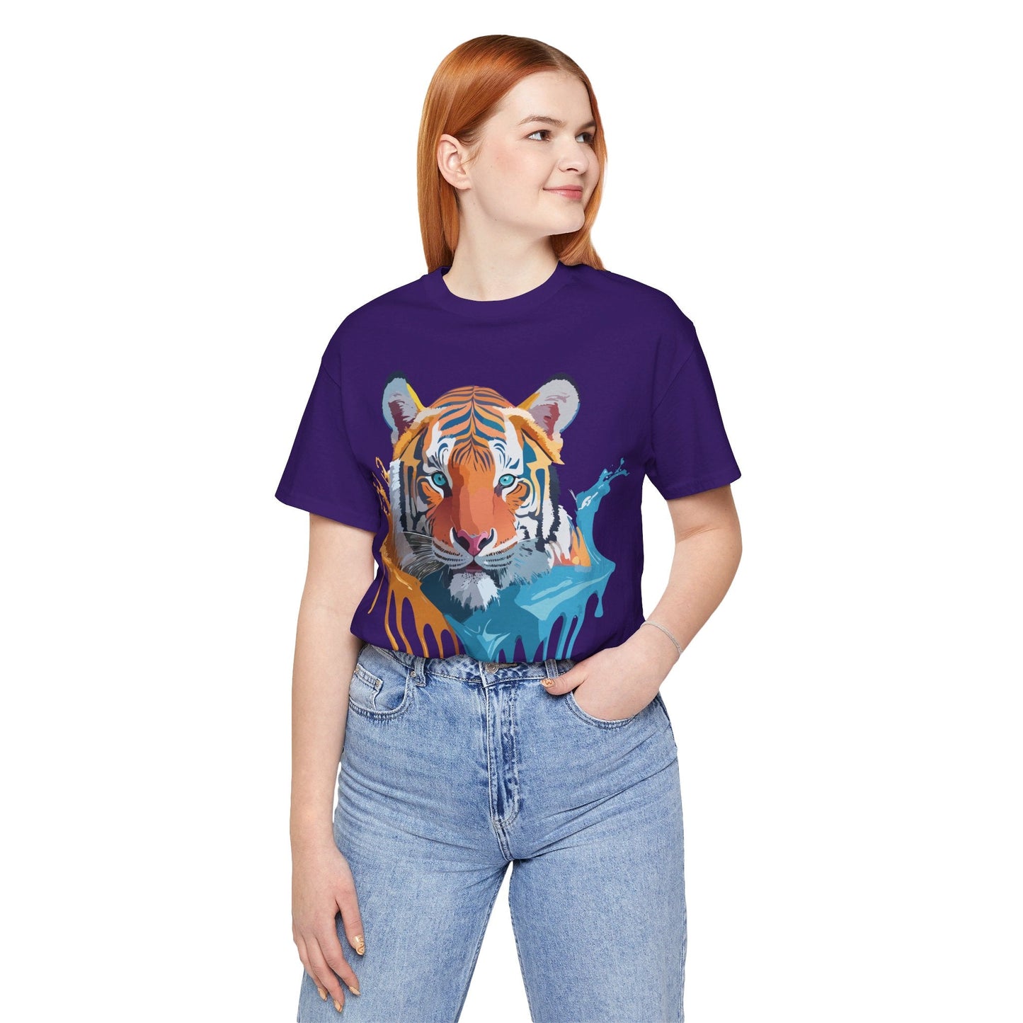 Tiger Graphic Tee Unisex Short Sleeve Shirt Featuring Vintage Inspired Artwork By Adelpha