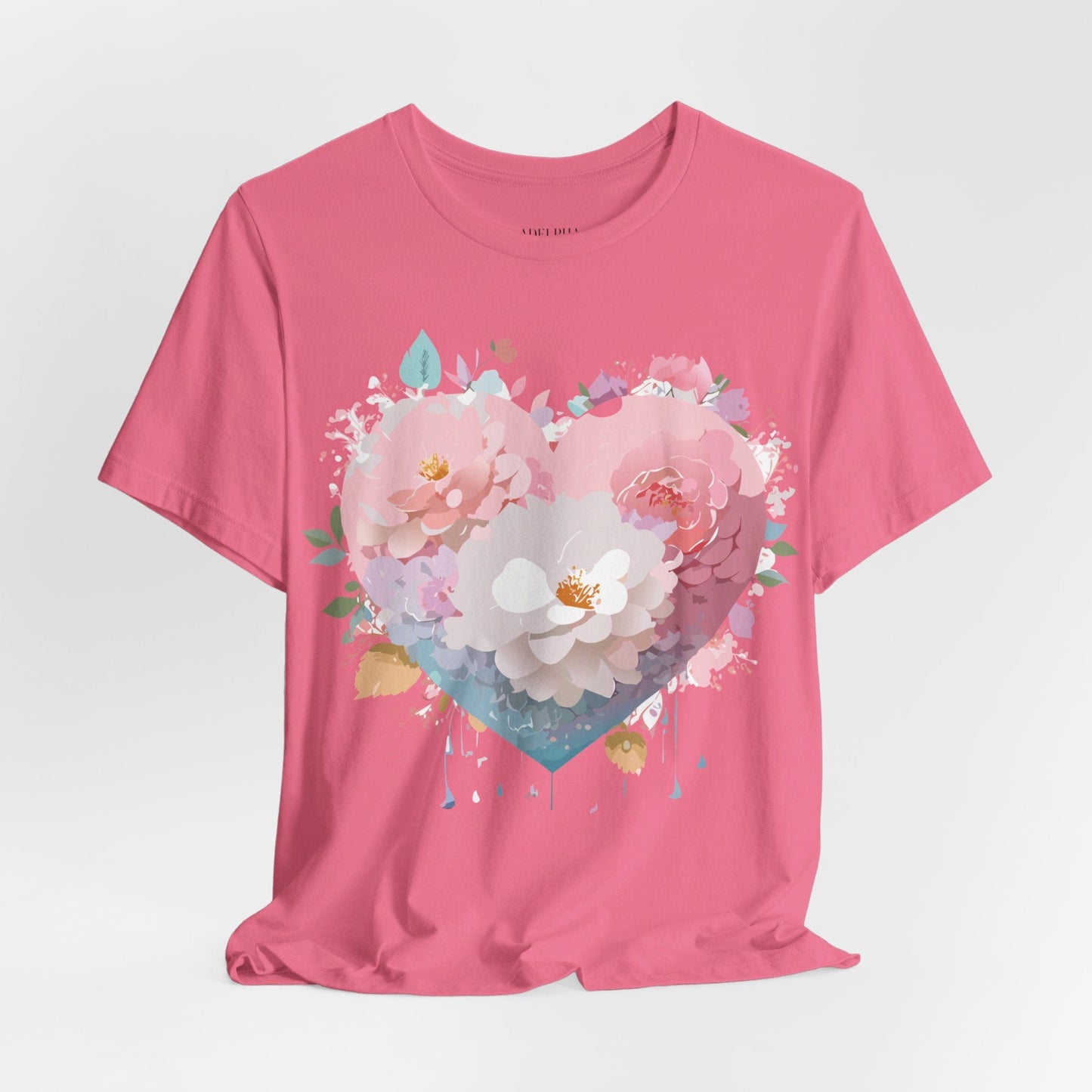 Valentine Day Graphic Unisex 100 Cotton Vintage Artwork with Love and Flower Design Tee 35
