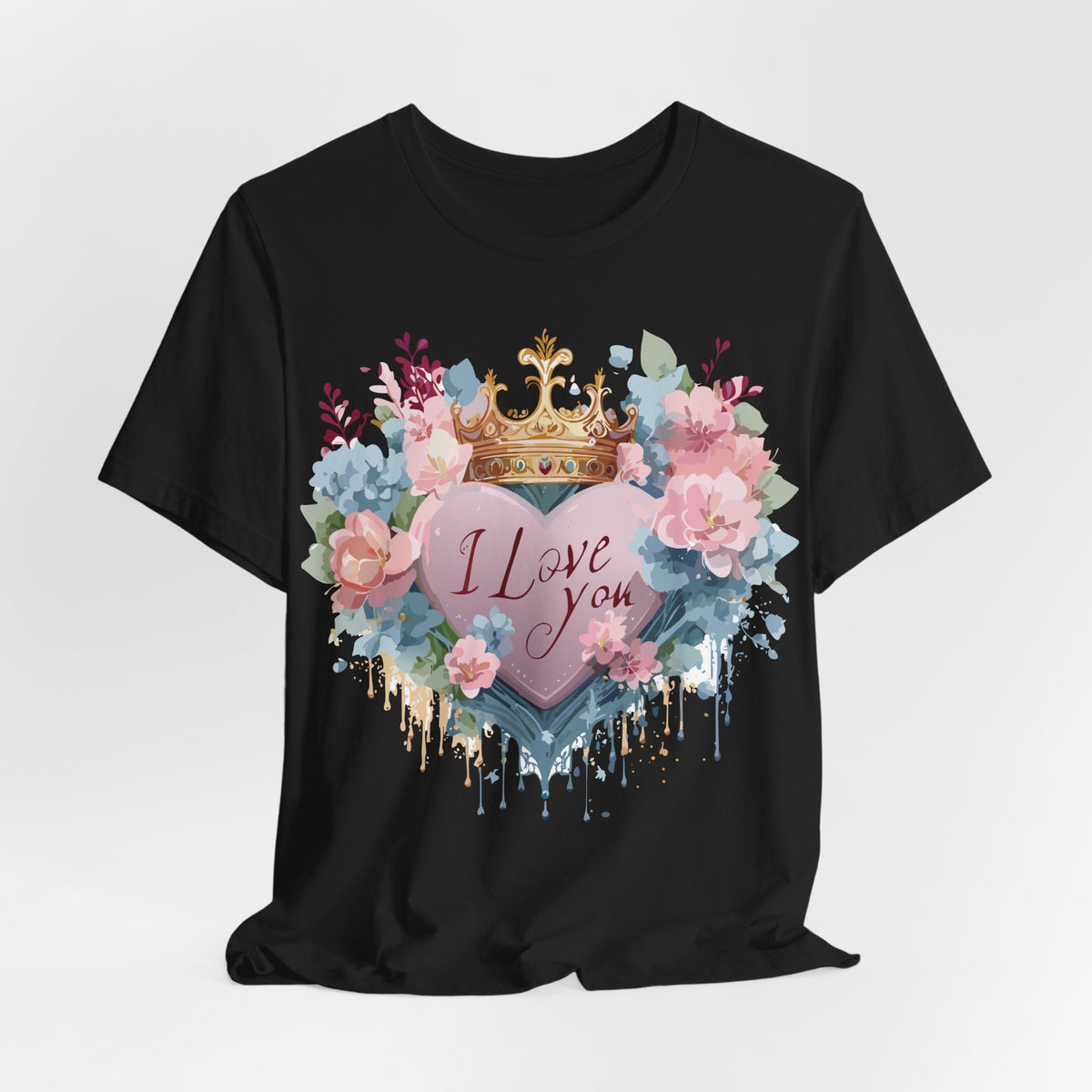 Valentine's Day Graphic Unisex Cotton Bella+Canvas Tee with Floral Art Design d105
