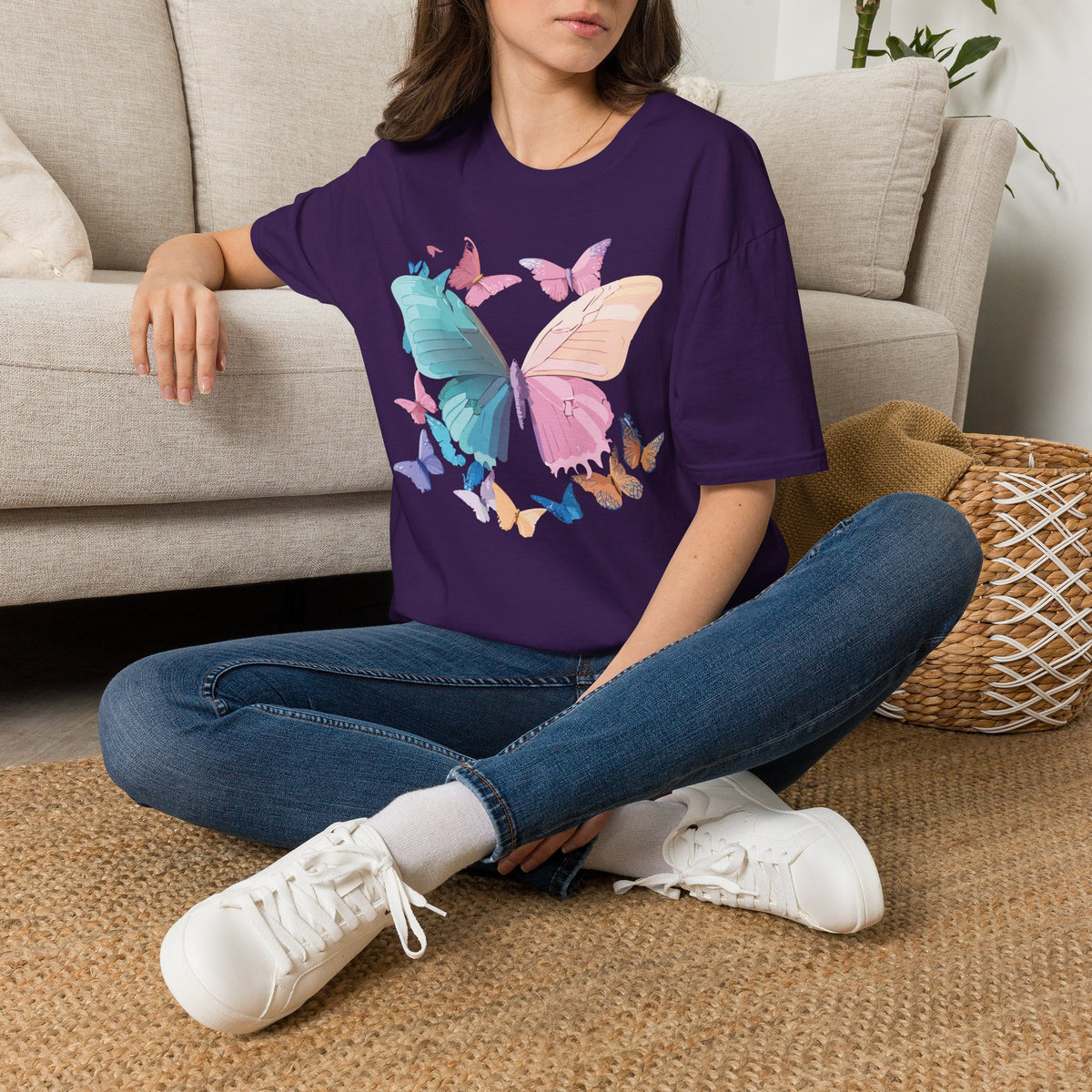 Colorful Butterfly Graphic Design Unisex 100 Cotton Gildan T-Shirt