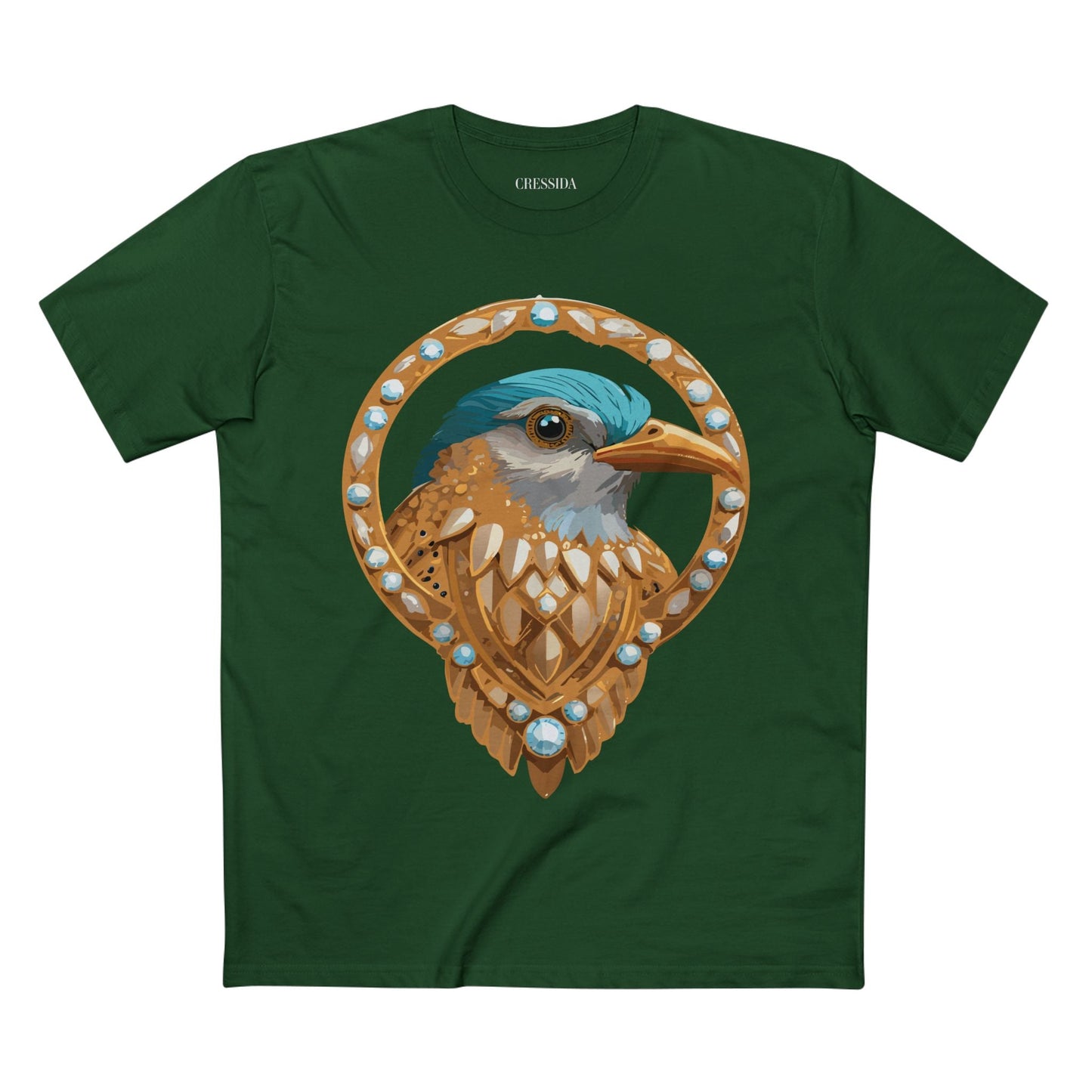 Bird Graphic Unisex 100 Cotton Tee With Unique Animal Golden Medallion Art Design 24
