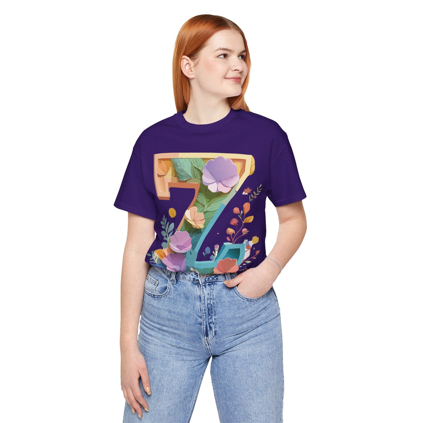 Letter Z Unisex Graphic Tee Vintage Inspired Artwork Jersey Short Sleeve
