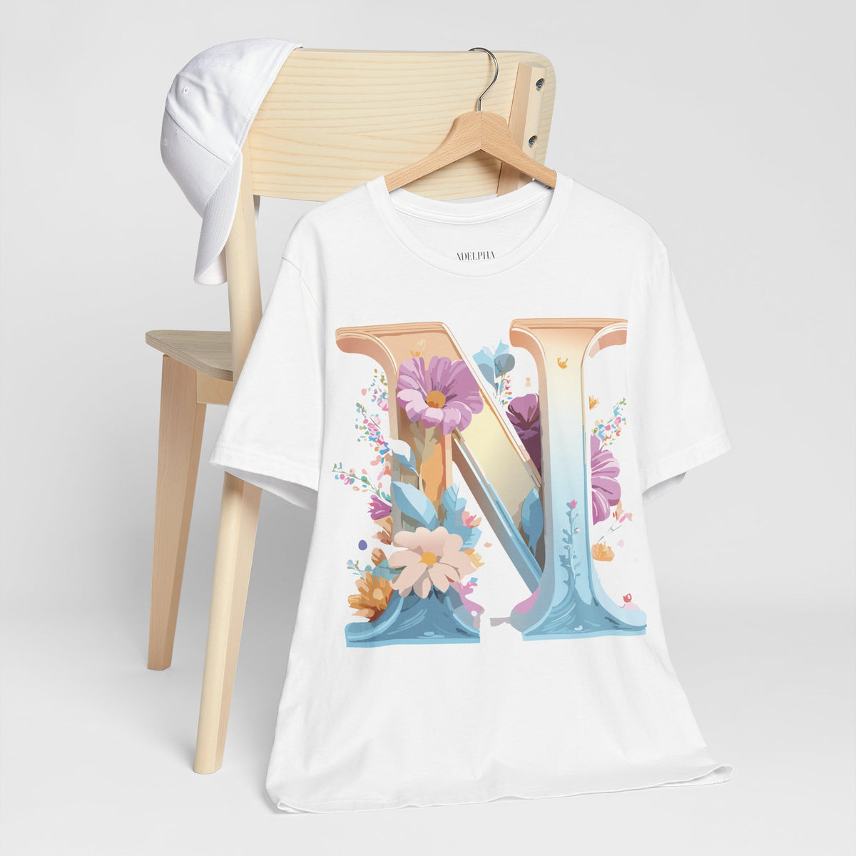 Letter N Graphic Unisex Cotton Bella+Canvas Tee with Art Letter Design