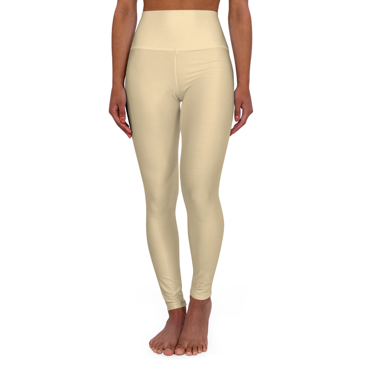 Wheat Cream Color High-Waist Yoga Leggings Women's Seamless Poly-Span Stretchy Pants XS-2XL