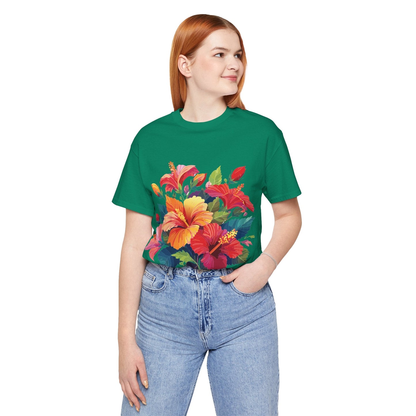 Retro2Nova Floral Shirt Unisex Jersey Short Sleeve Tee From Flowers Collection Bold Vibrant Design