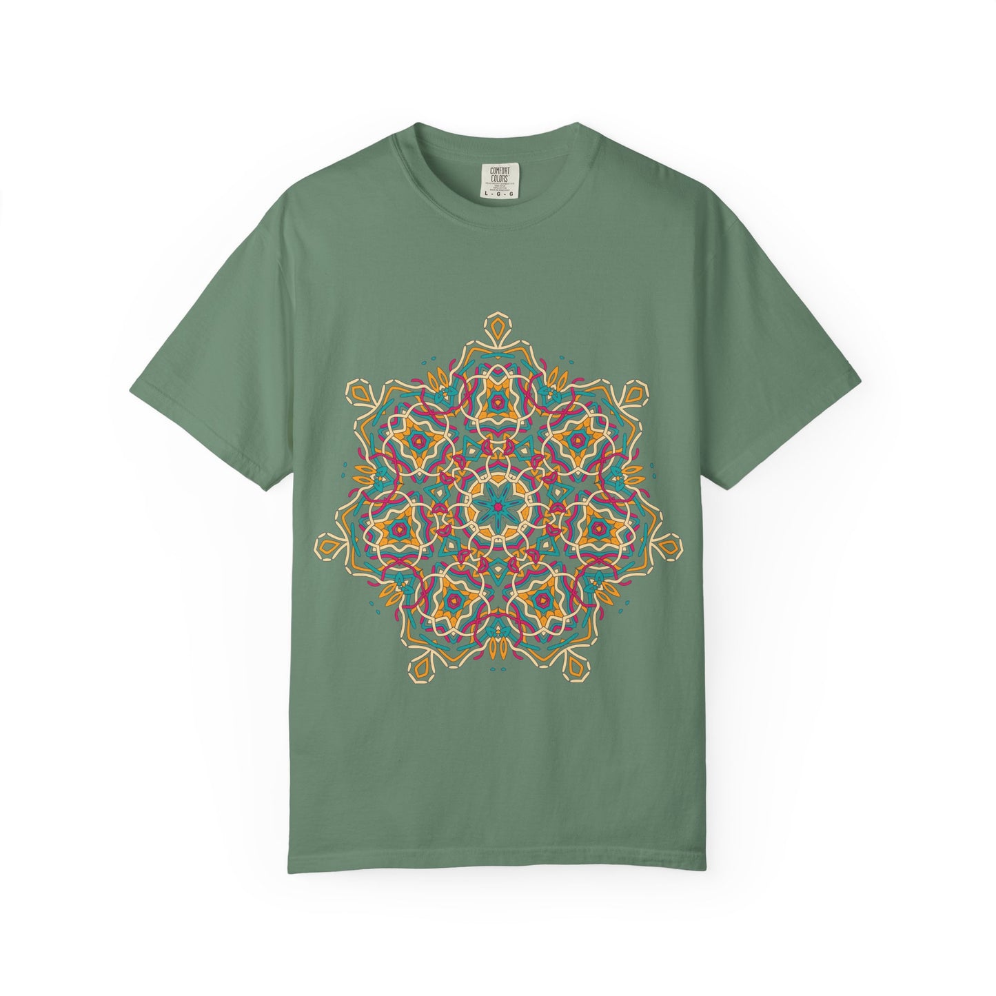 Unisex Garment Dyed Cotton T-Shirt with Mandala Graphic Design