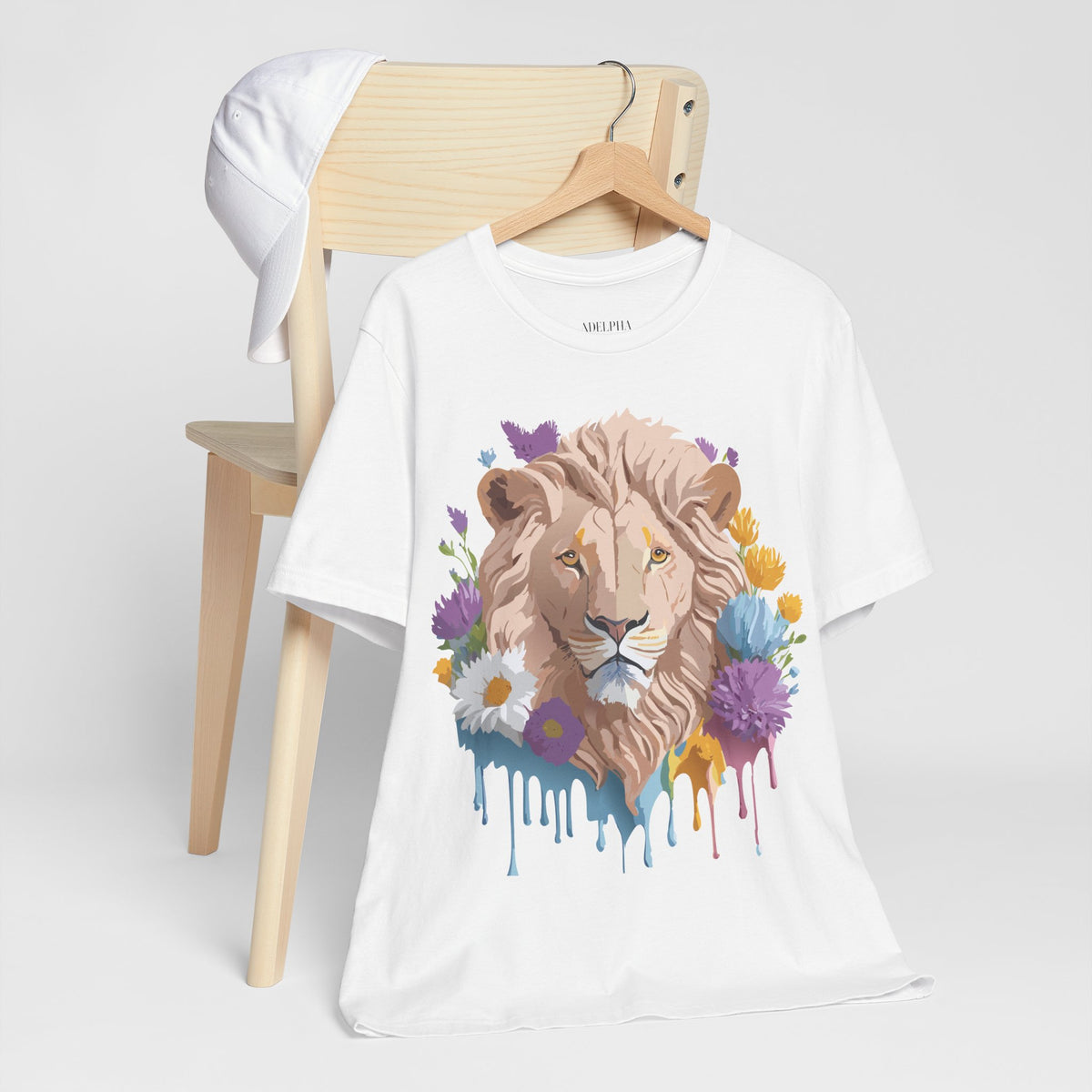 Lion Graphic Unisex Cotton Bella+Canvas Tee with Art Animal Design e48